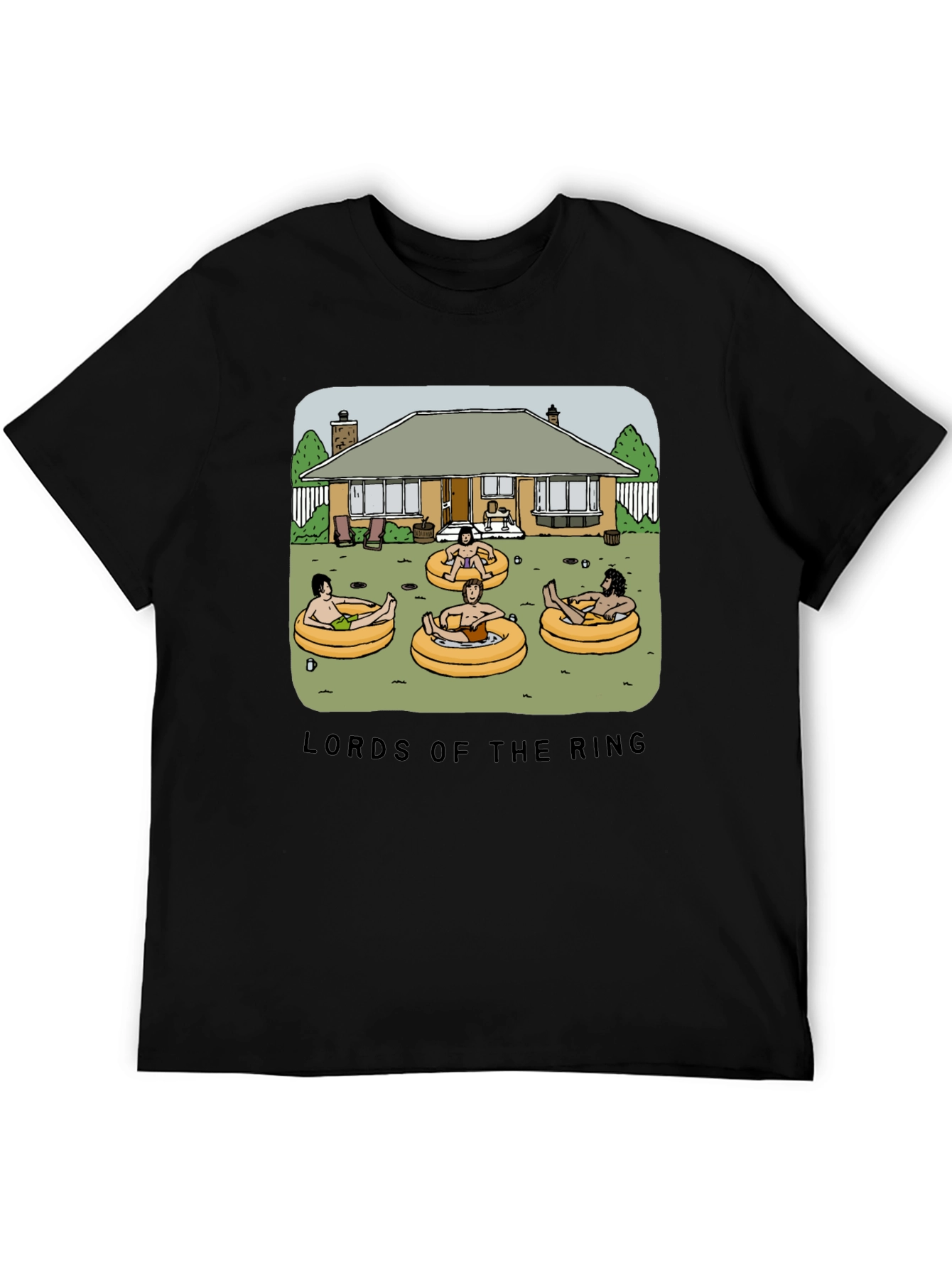 Black Lord of the Ring Funny Summer Black T-Shirt view 5