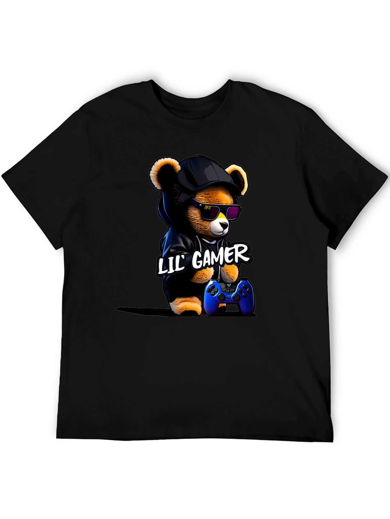 Black Lil' Gamer Bear T-Shirt view 5