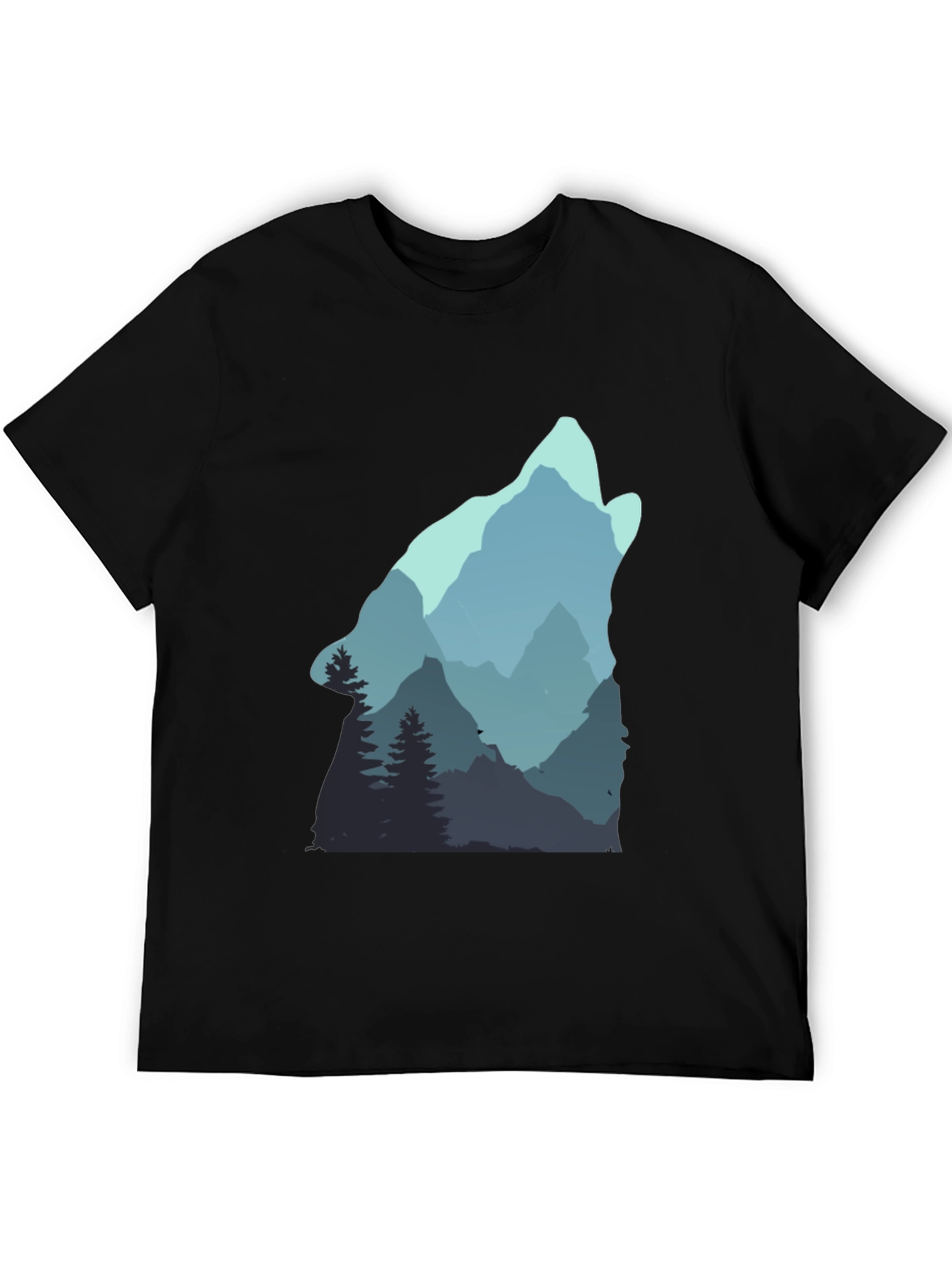 Black Nature Wolf Graphic Tee - Men's Black T-Shirt view 5
