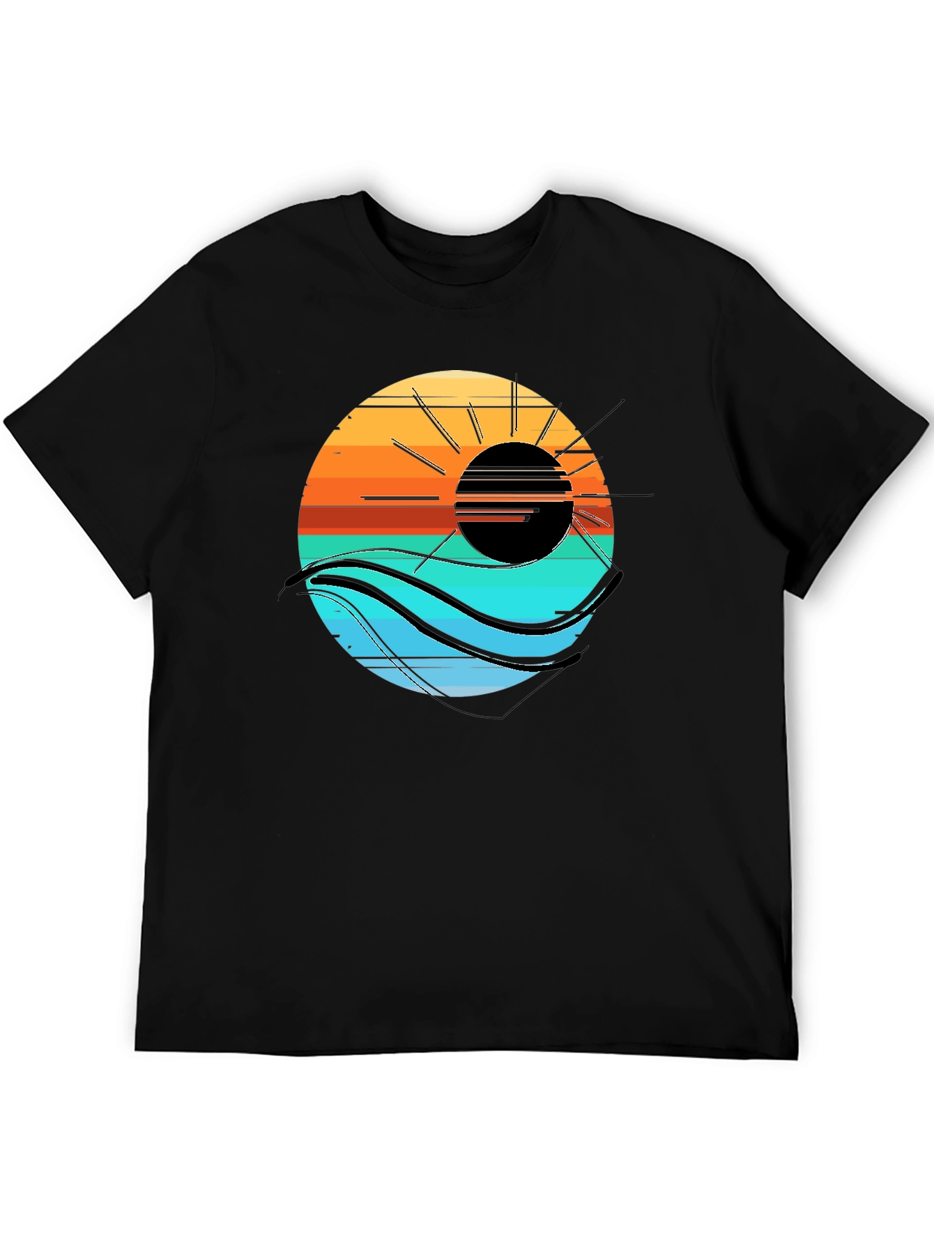 Black Sunset Wave Graphic Tee - Cool Coastal Style view 5