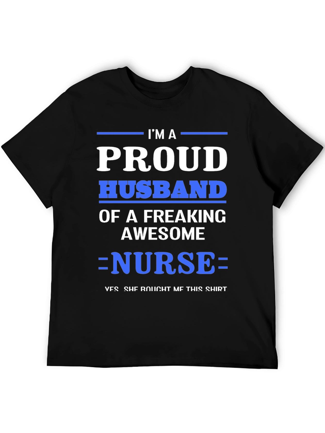 Black Proud Husband of a Nurse Graphic T-Shirt view 5