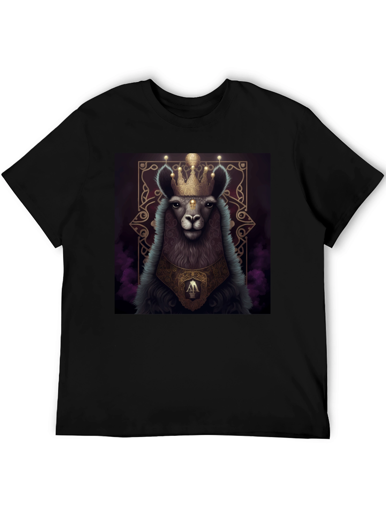 Royal Llama Graphic Tee - Unisex Black T-Shirt - 5