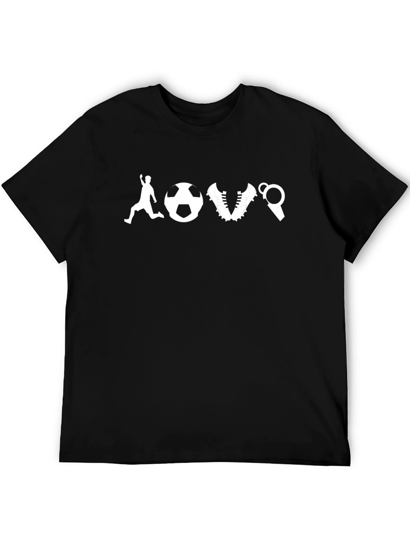 Black Soccer Love T-Shirt - Black Cotton Tee view 5