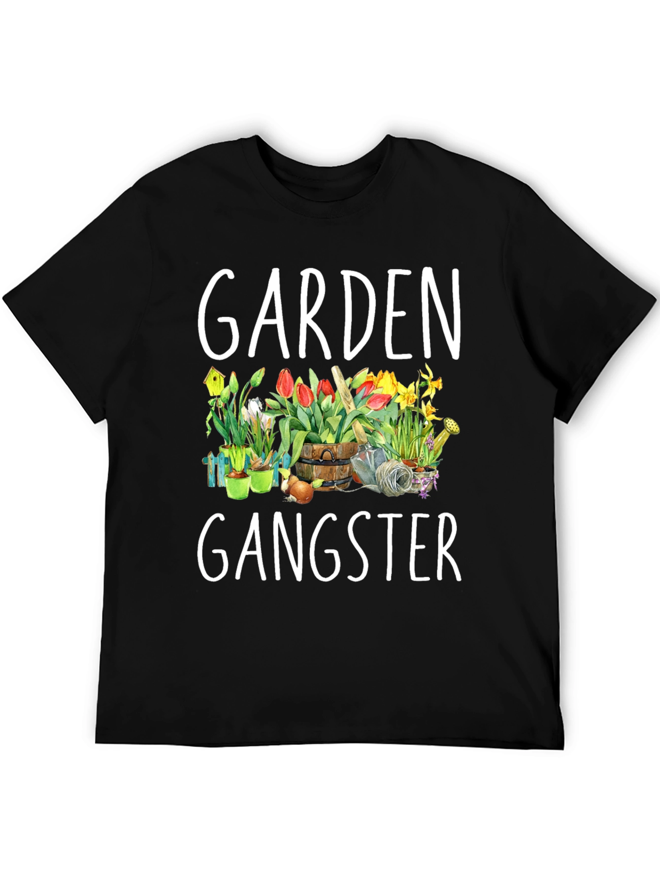 Black Garden Gangster T-Shirt - Floral Design view 5