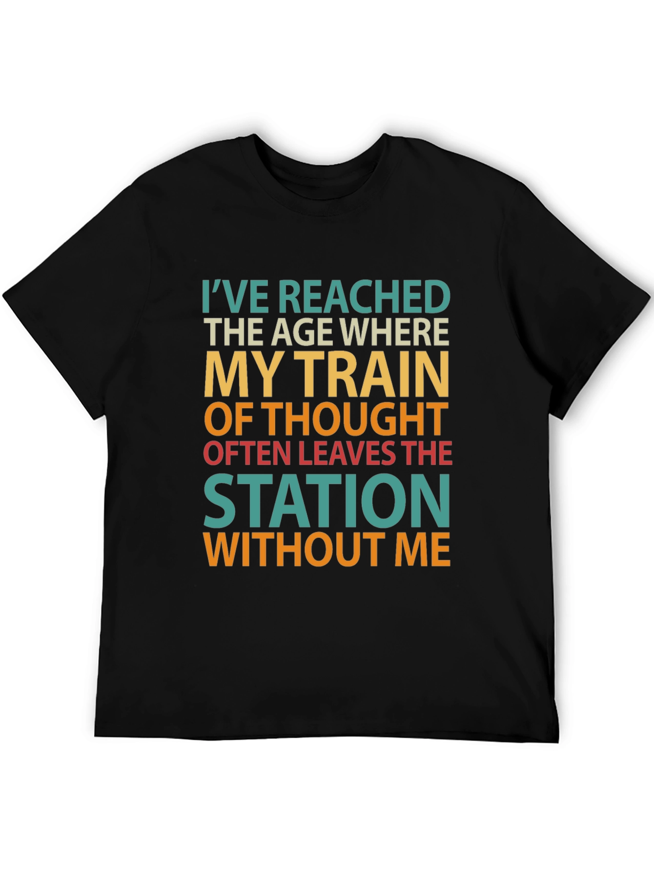 Black Funny Age Train of Thought Graphic T-Shirt view 5