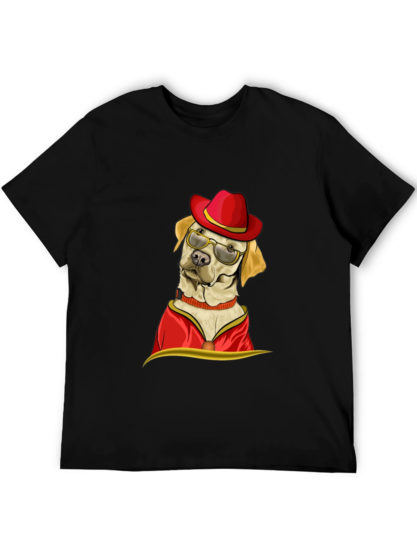Black Dog with Hat and Glasses T-Shirt view 5