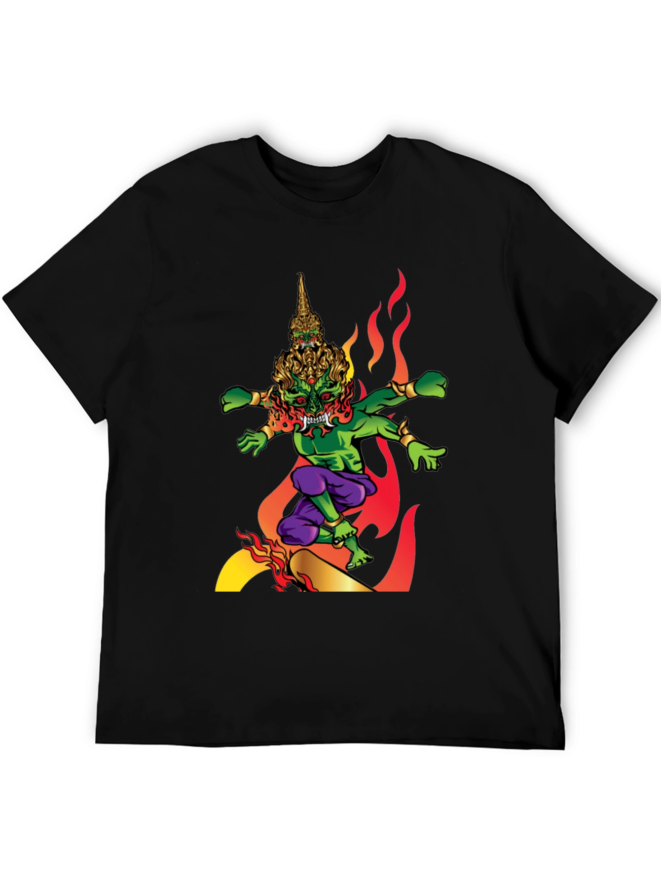 Black Fiery Demon Graphic Tee - Black view 5