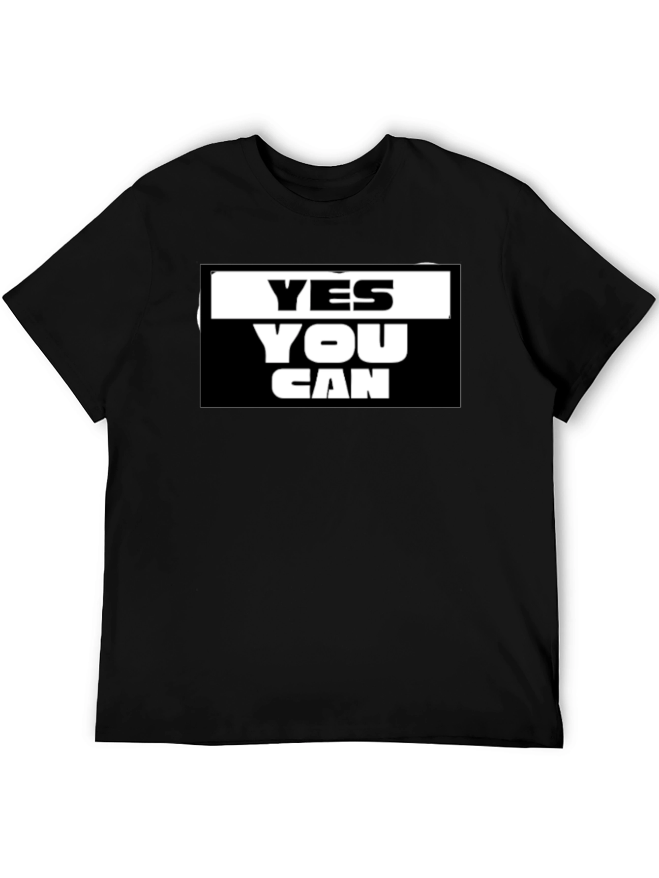 Black Motivational Yes You Can Graphic Tee - Black view 5