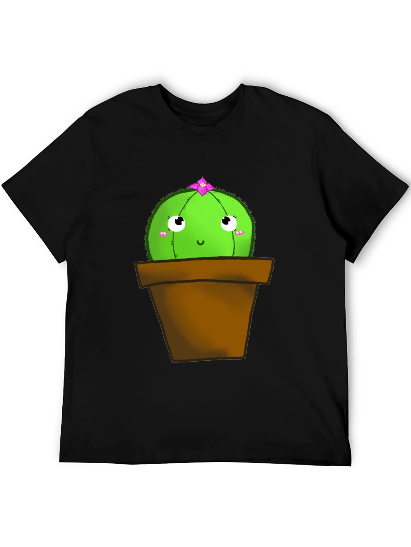 Black Cute Cactus T-Shirt - Potted Plant Graphic Tee view 5