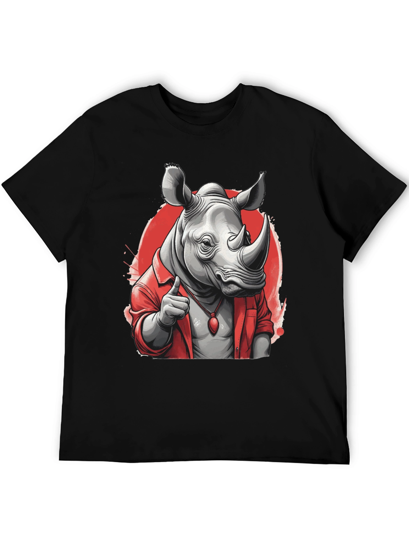 Black Cool Rhino in Shirt Graphic T-Shirt view 5