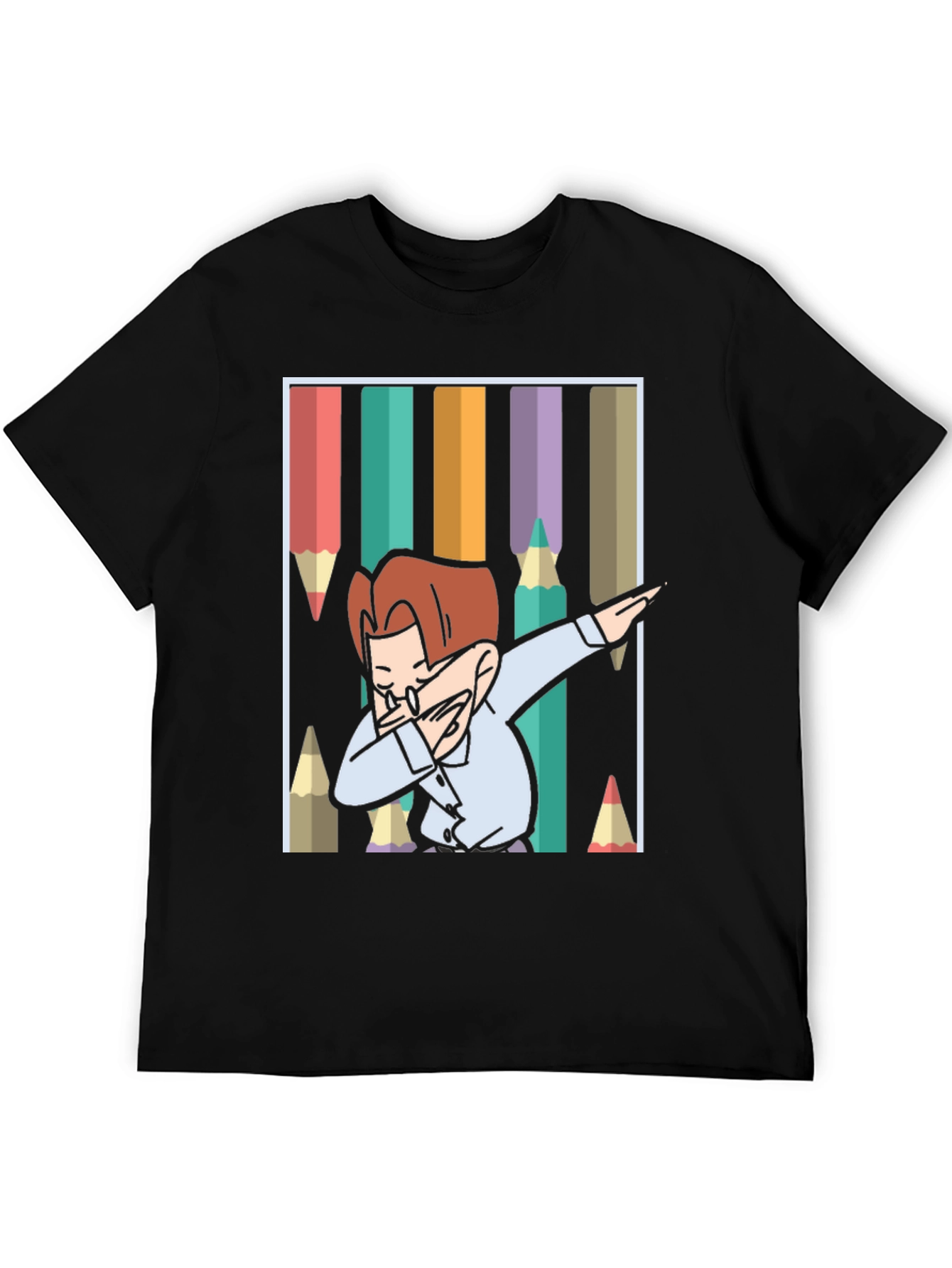 Black Dabbing Cartoon T-Shirt view 5
