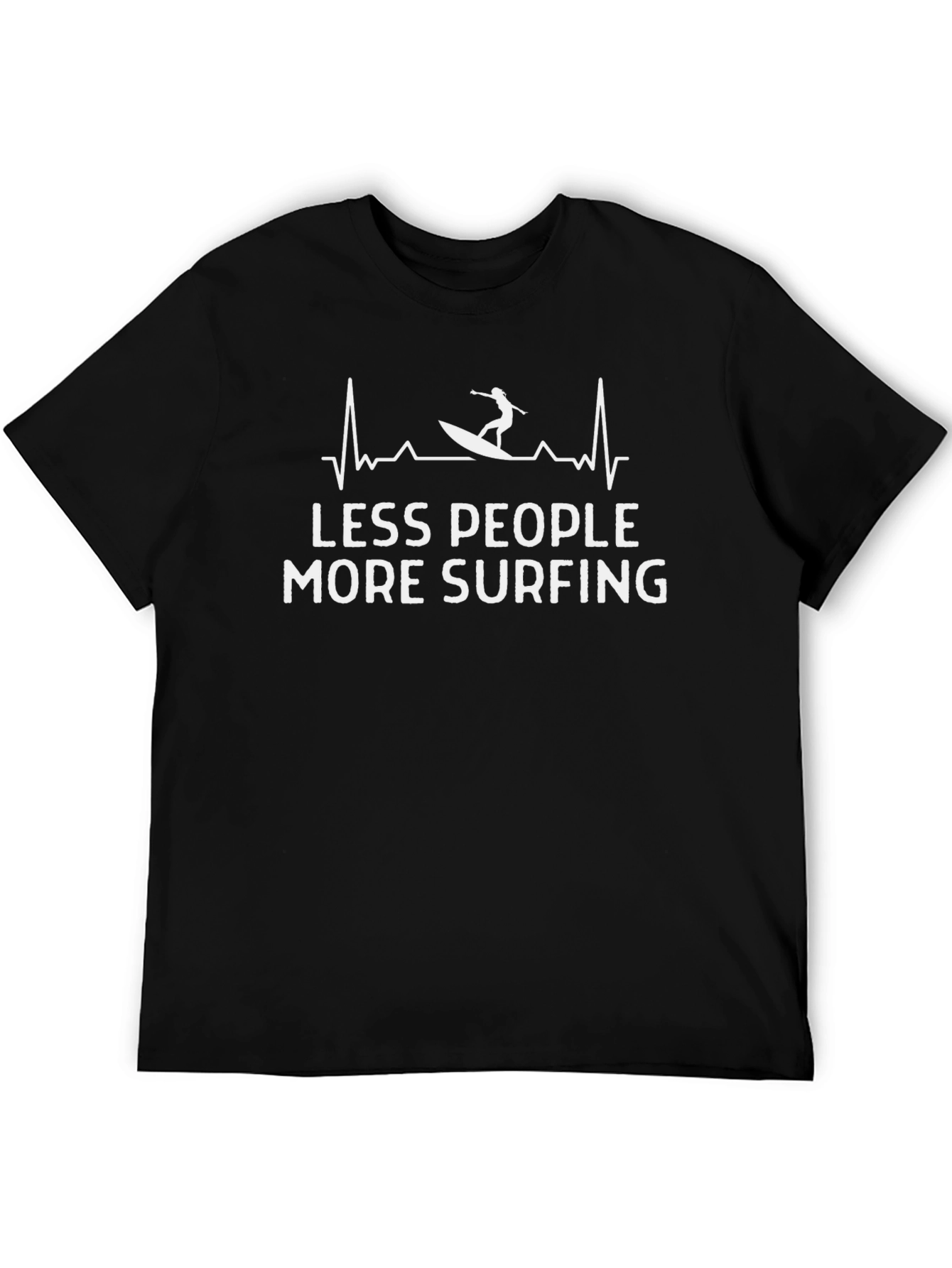 Black Less People More Surfing Black Graphic T-Shirt view 5