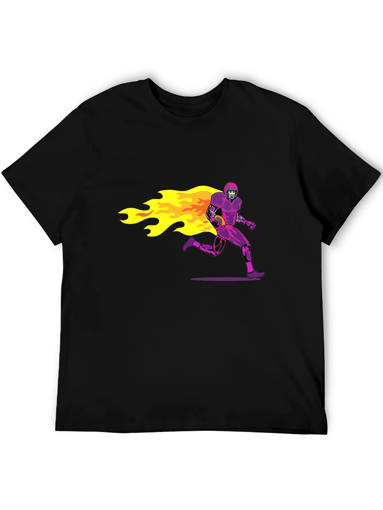 Black Flaming Football Skeleton Black T-Shirt view 5