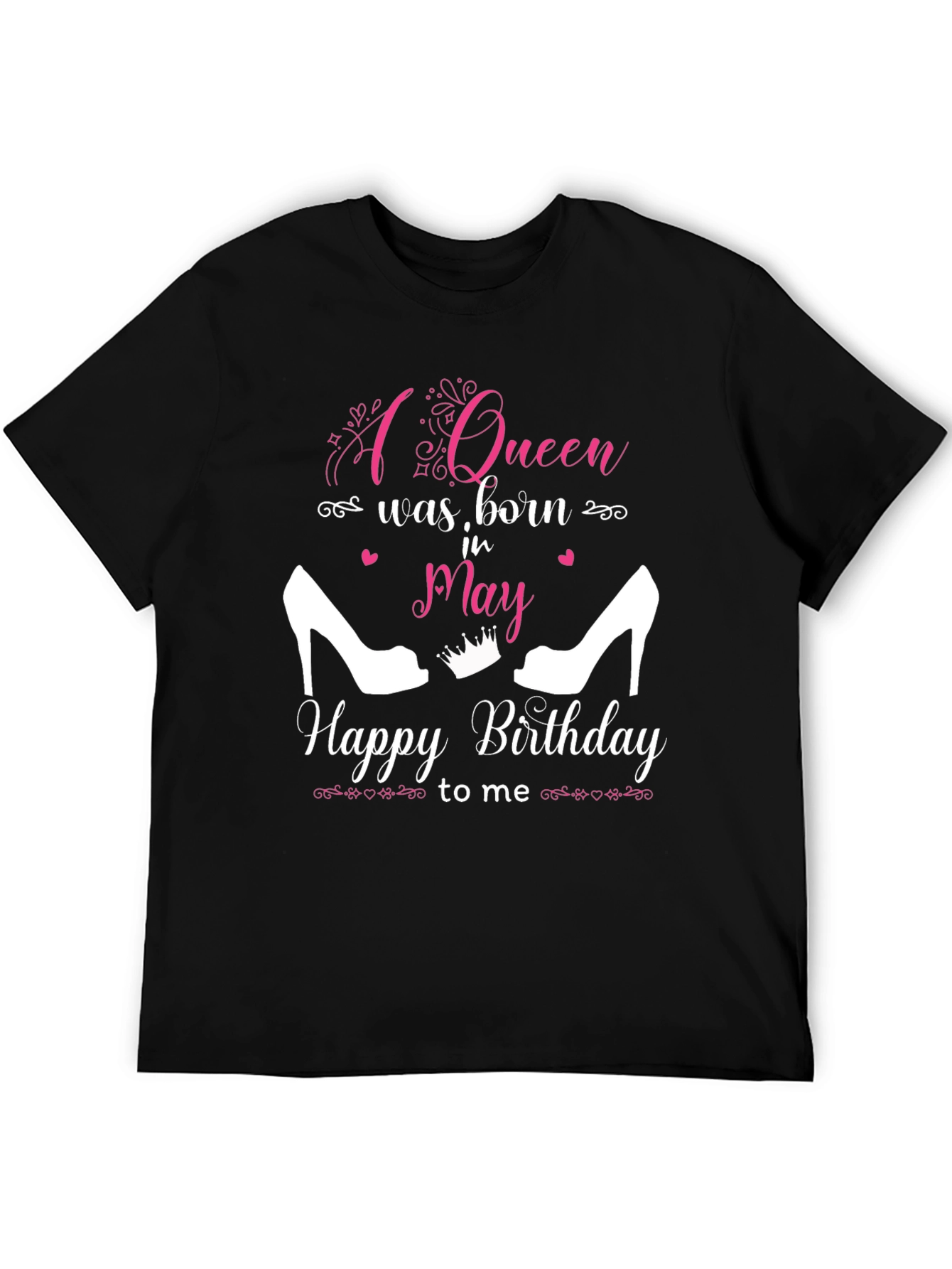 Black A Queen Was Born in May Birthday T-Shirt view 5