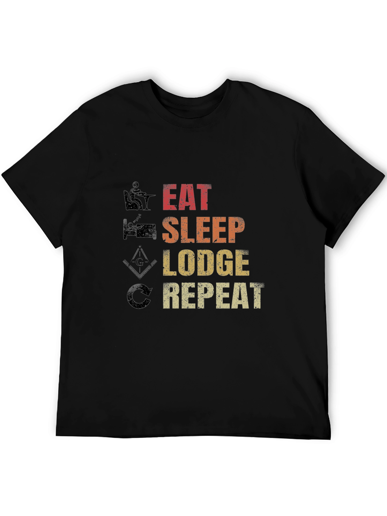 Black Eat Sleep Lodge Repeat Graphic T-Shirt view 5