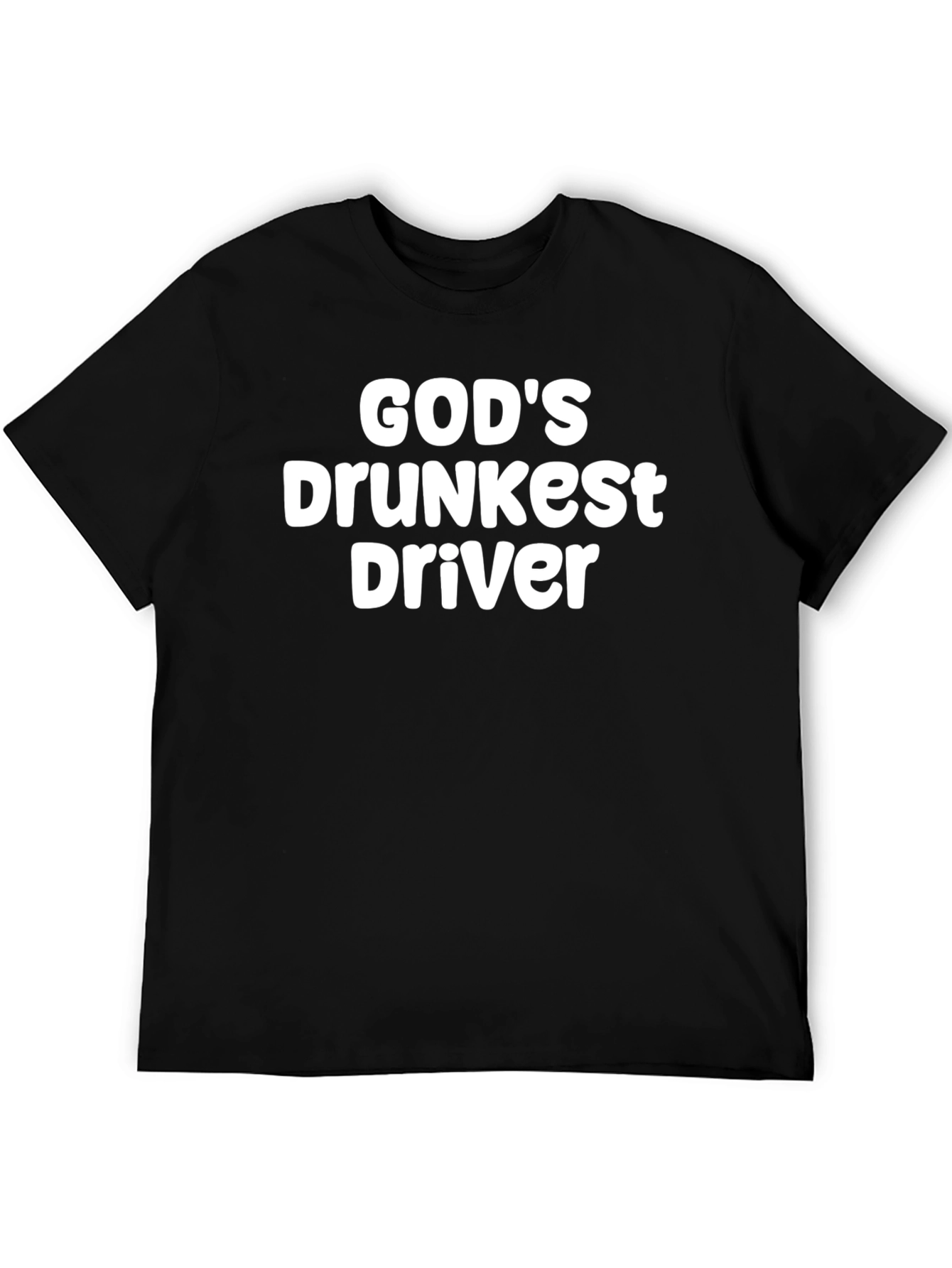 Black God's Drunkest Driver Funny T-Shirt view 5