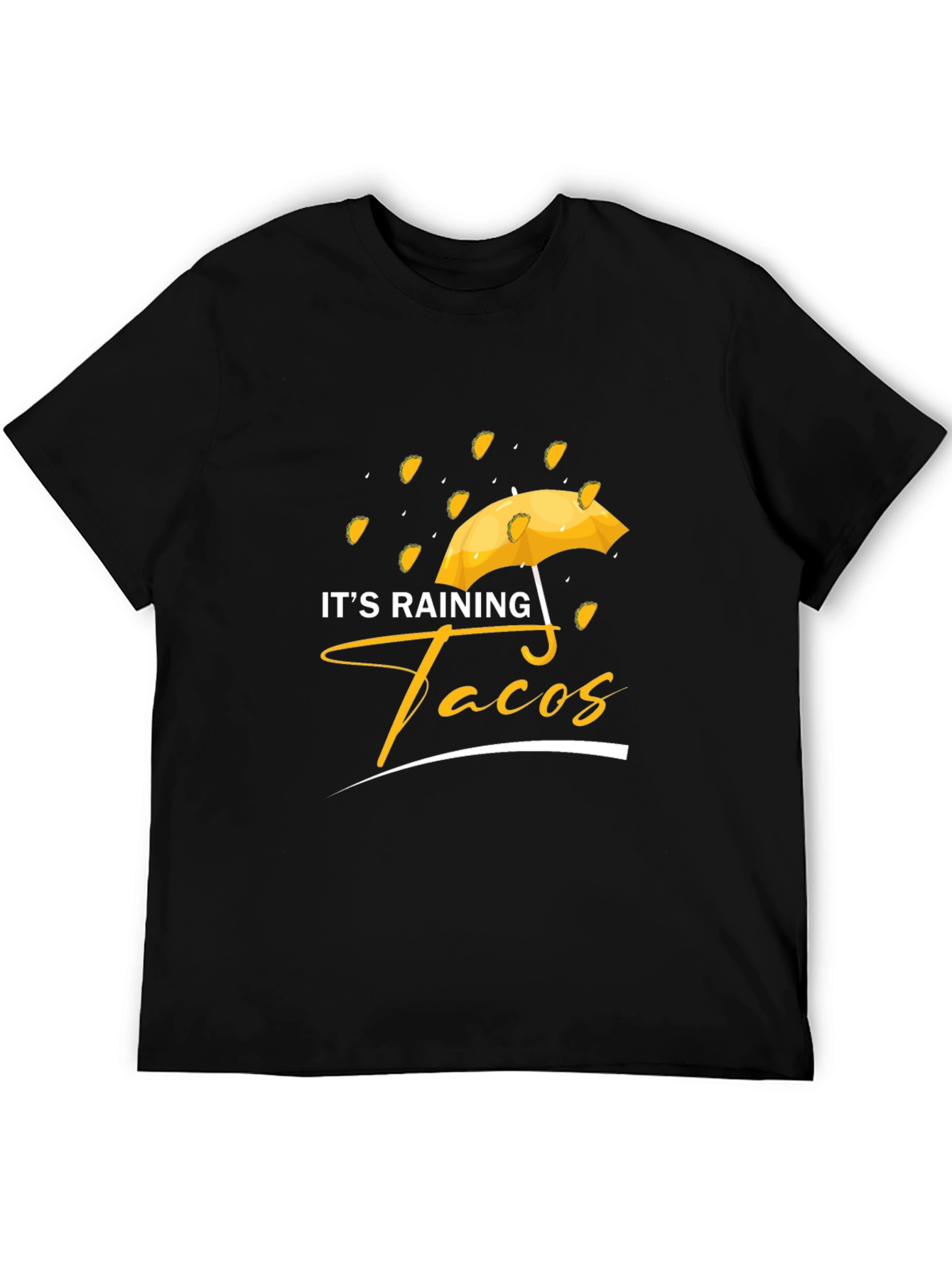 Black It's Raining Tacos Black Graphic T-Shirt view 5
