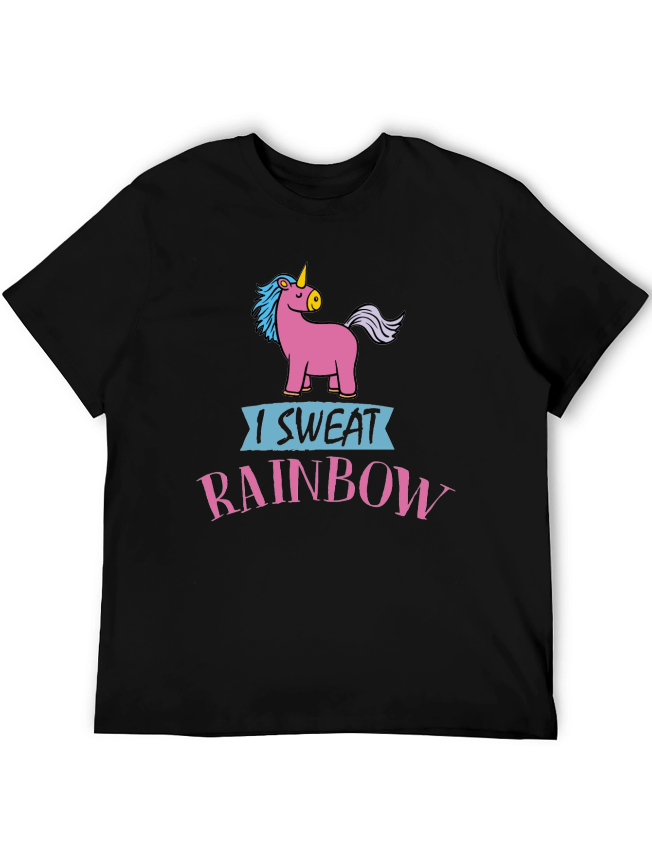 Black I Sweat Rainbows Unicorn T-Shirt Black Cotton view 5