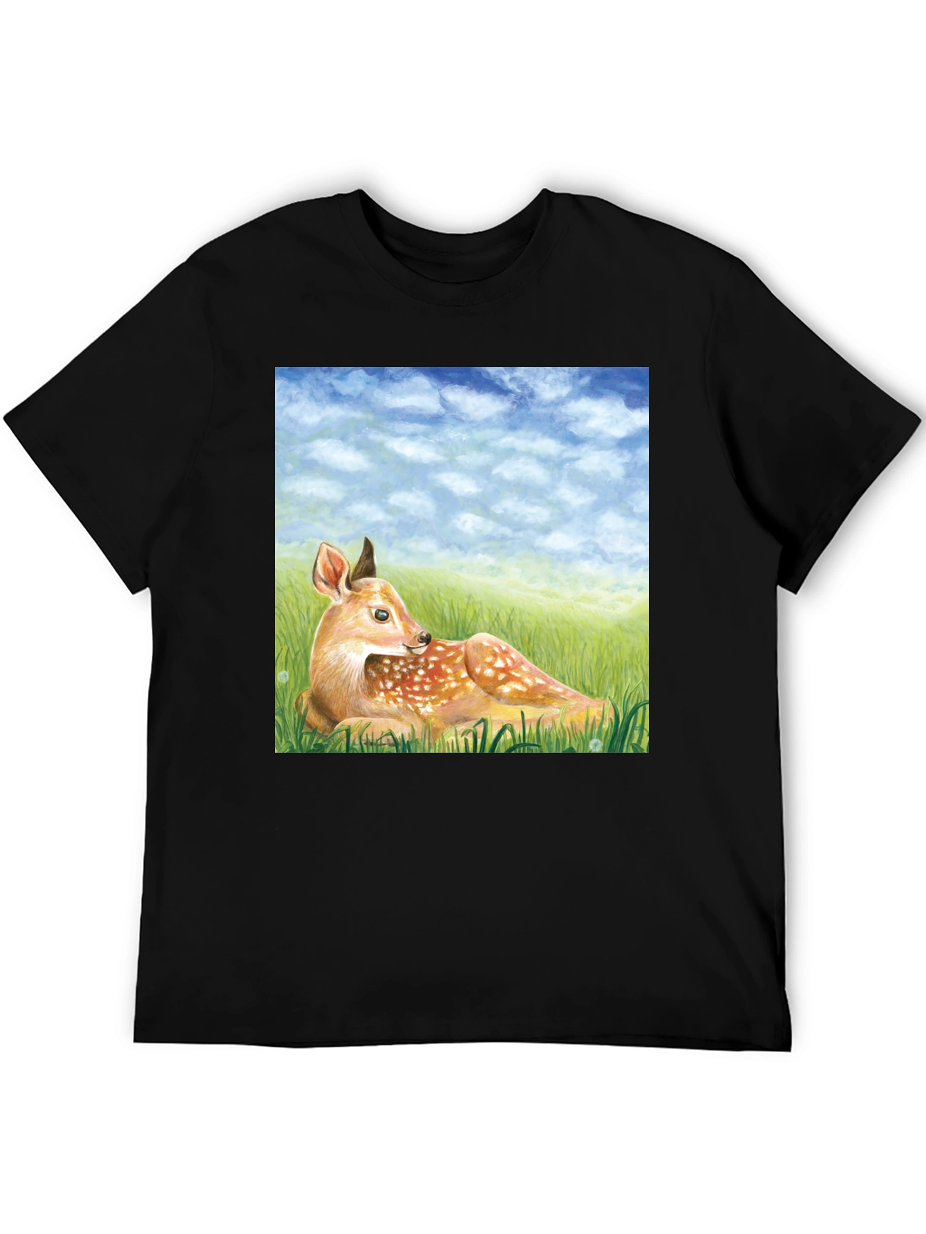 Black Deer Scene Graphic Tee - Nature Lover's T-Shirt view 5