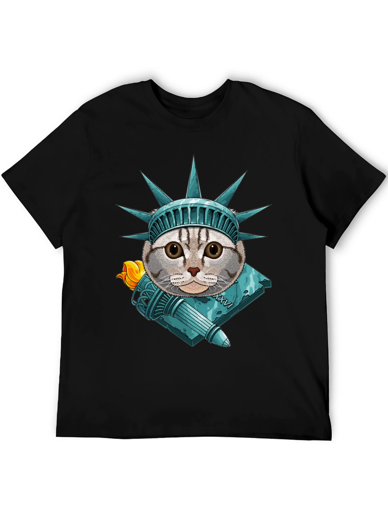 Black Liberty Cat Graphic T-Shirt view 5