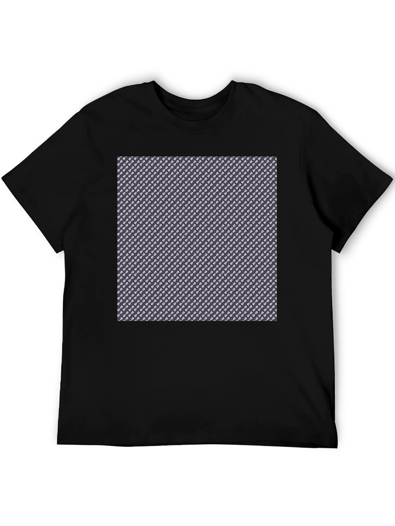 Black Patterned Print Crew Neck T-Shirt view 5