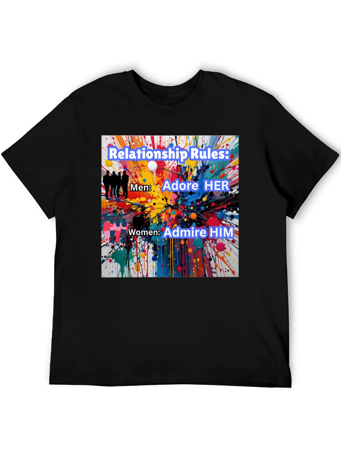 Black Relationship Rules T-Shirt - Adore Her, Admire Him view 5