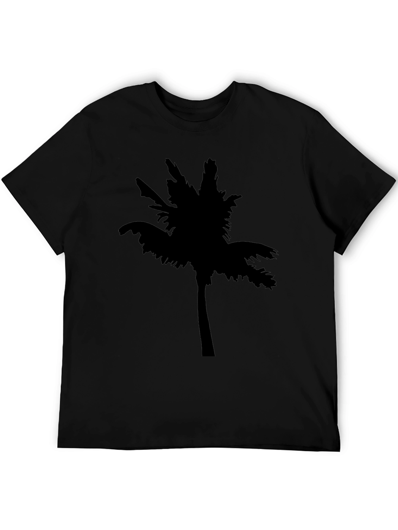 Black Men's Black Palm Tree Graphic T-Shirt view 5