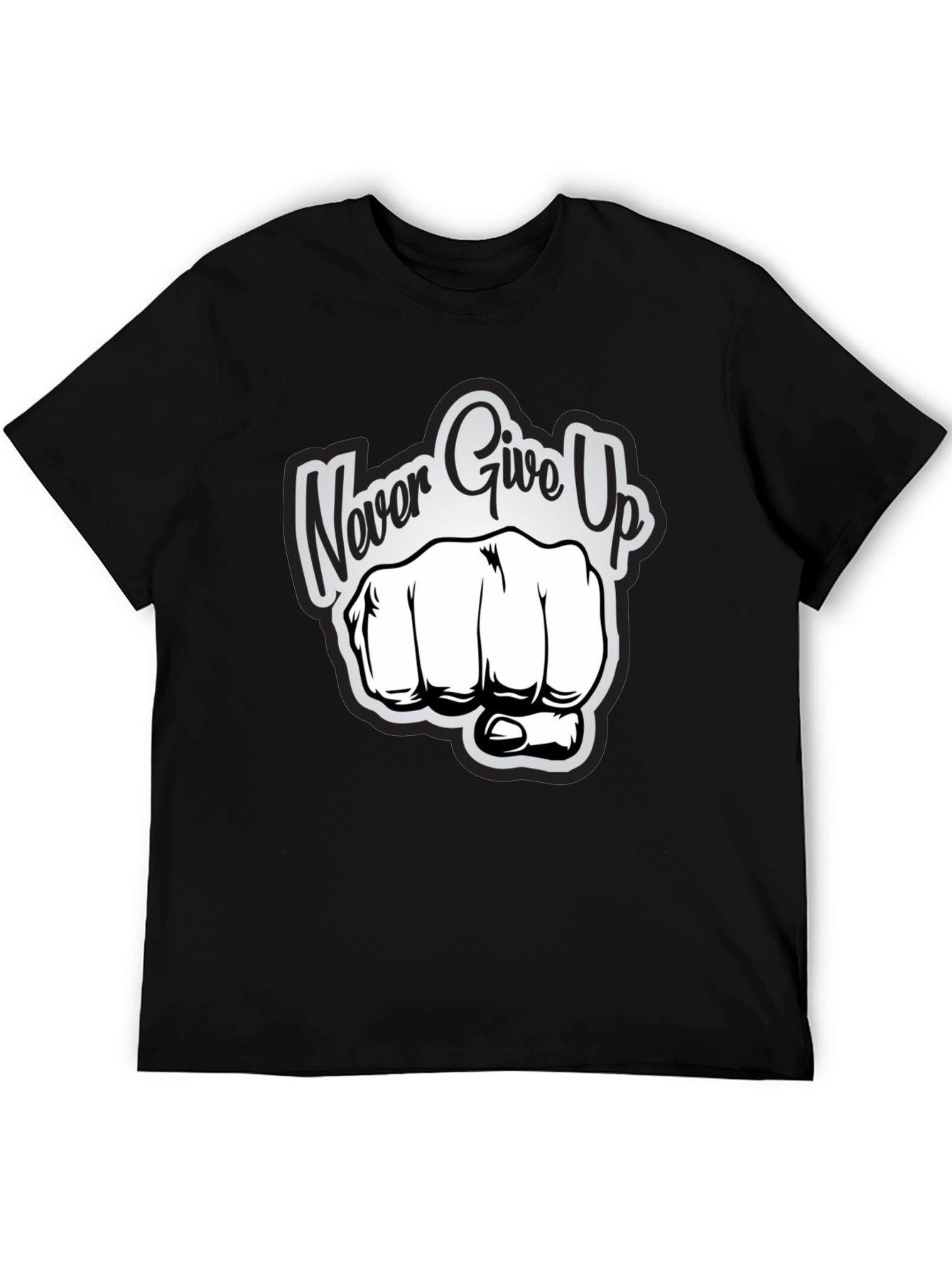 Black Never Give Up Graphic Print T-Shirt view 5