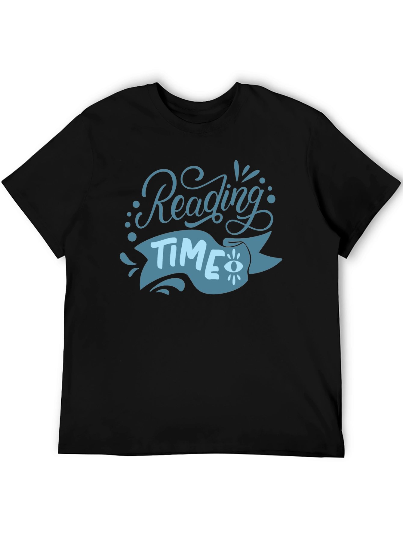 Black Reading Time Graphic Tee - Black Cotton T-Shirt view 5