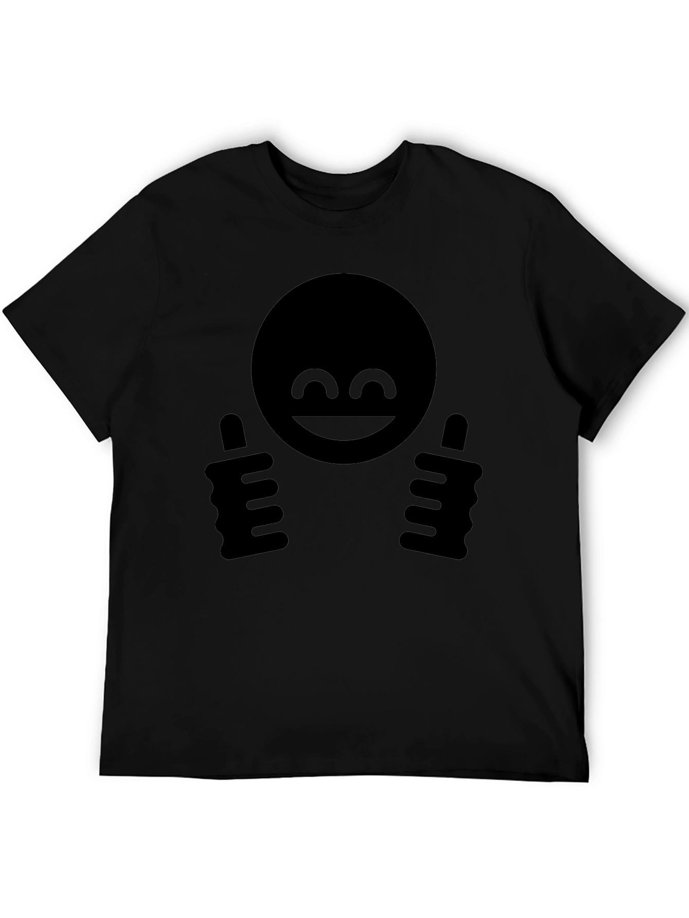 Black Thumbs Up Smiley Face Graphic T-Shirt view 5
