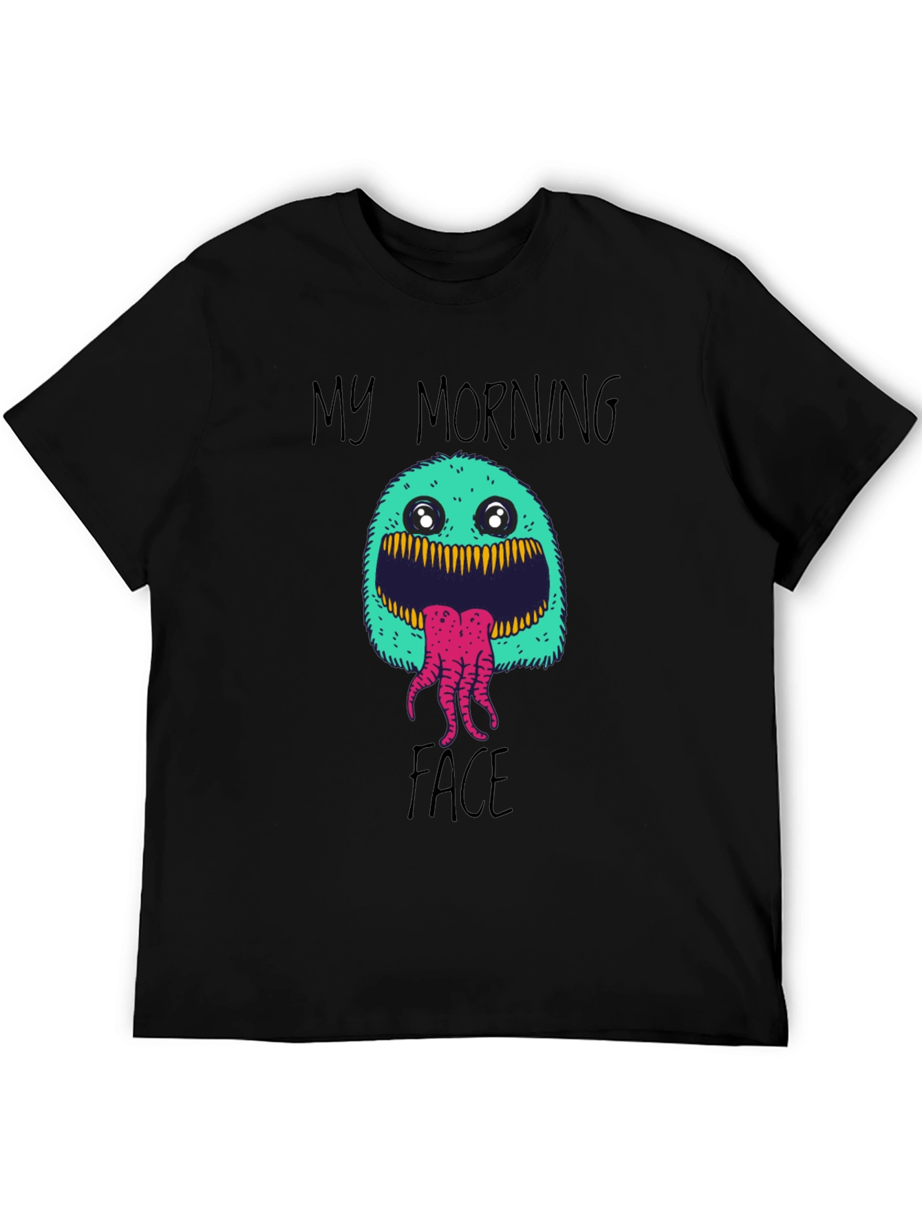 Black My Morning Face T-Shirt - Funny Monster Graphic Tee view 5