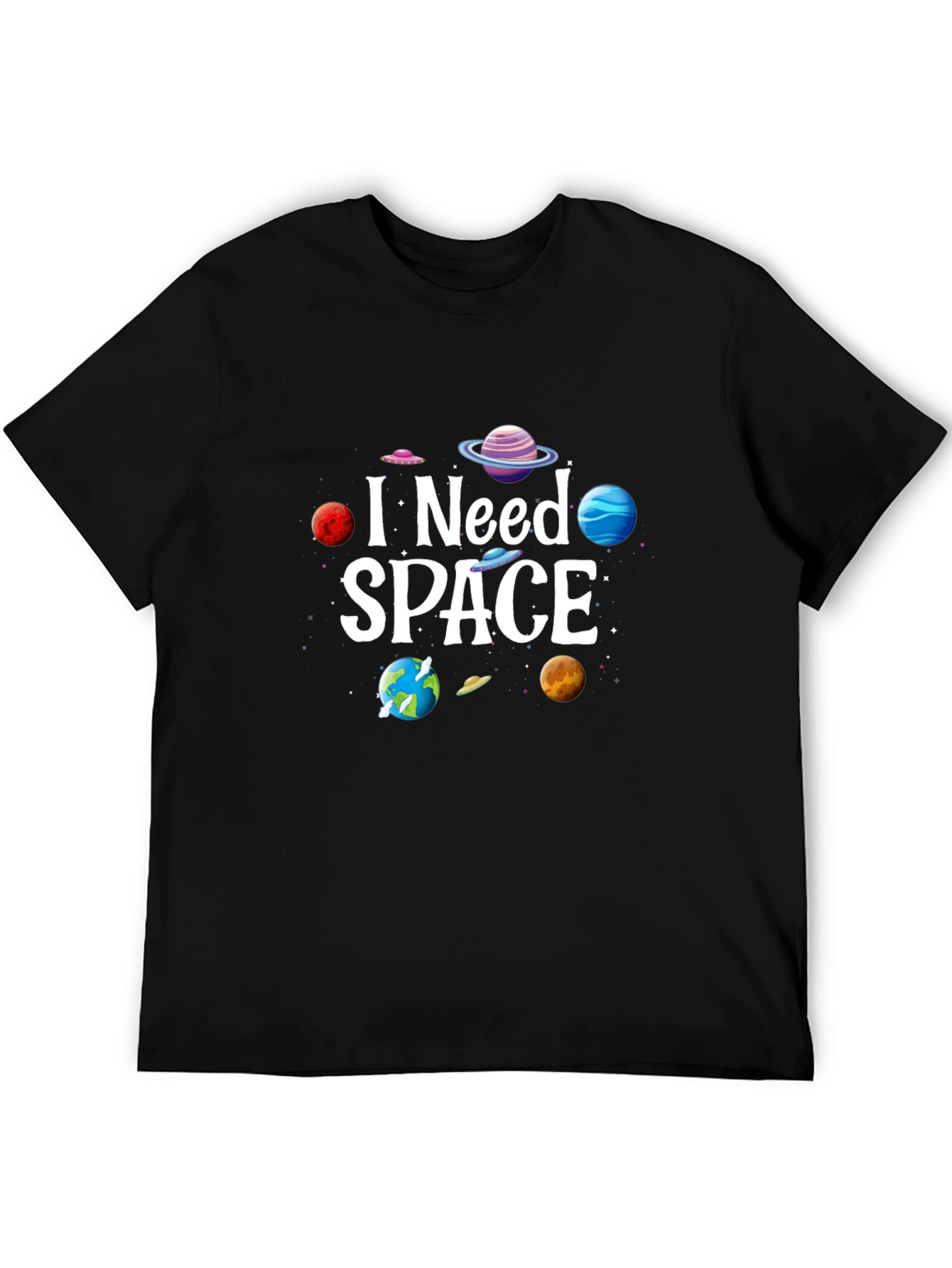 Black I Need Space Graphic Tee - Black Cotton Blend view 5