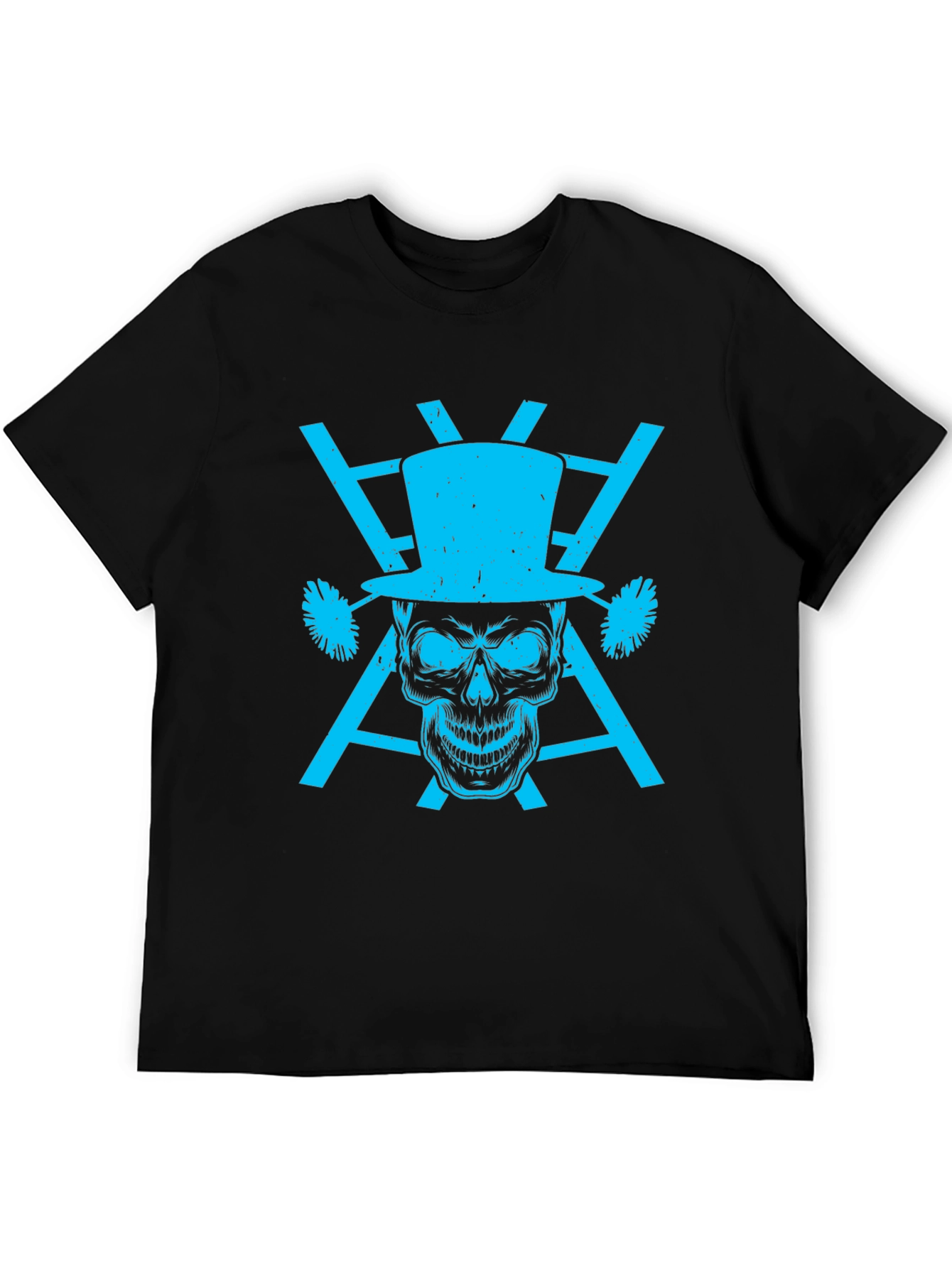Black Skull Top Hat Graphic Tee - Men's Black T-Shirt view 5