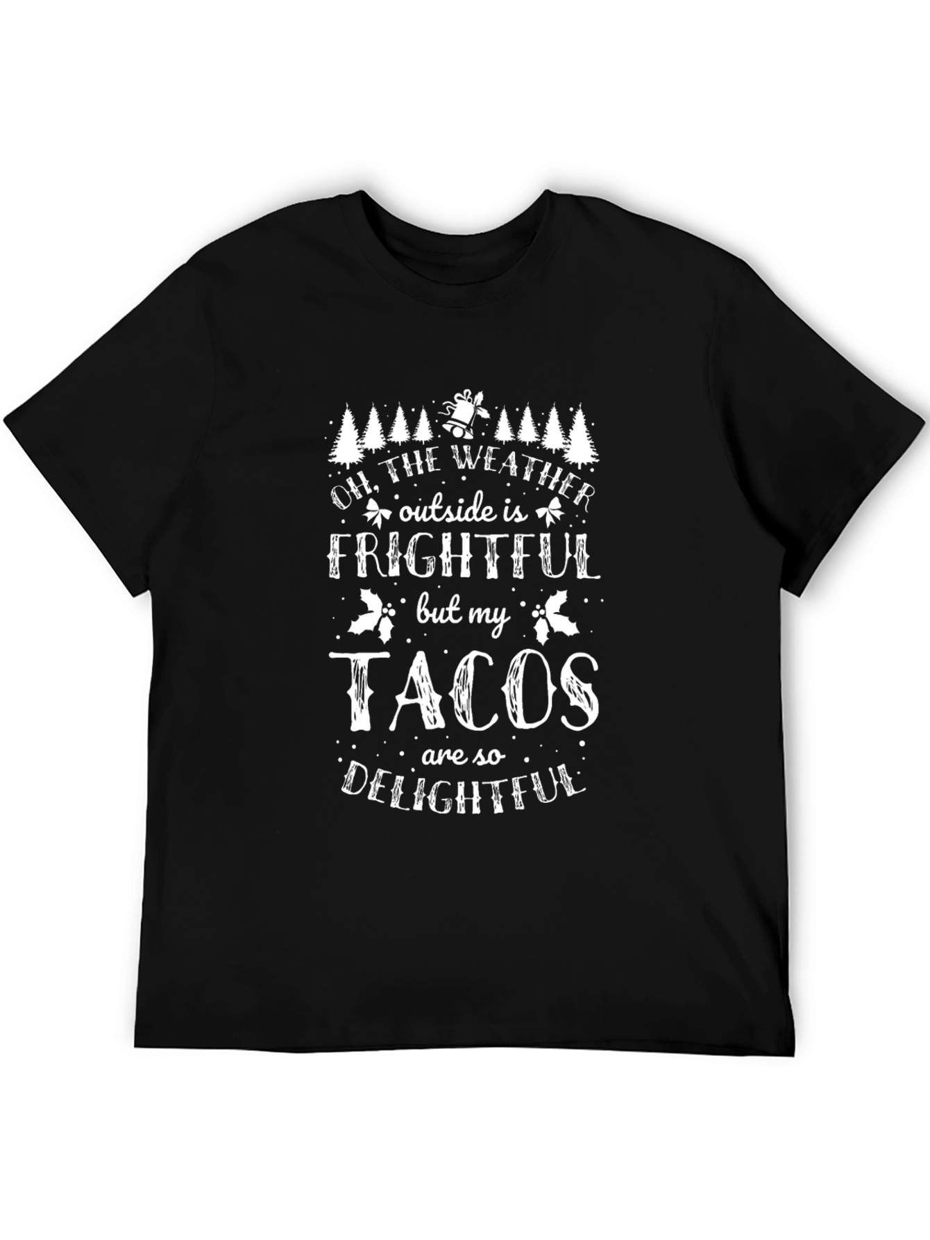 Black Funny Christmas Tacos Graphic Tee view 5