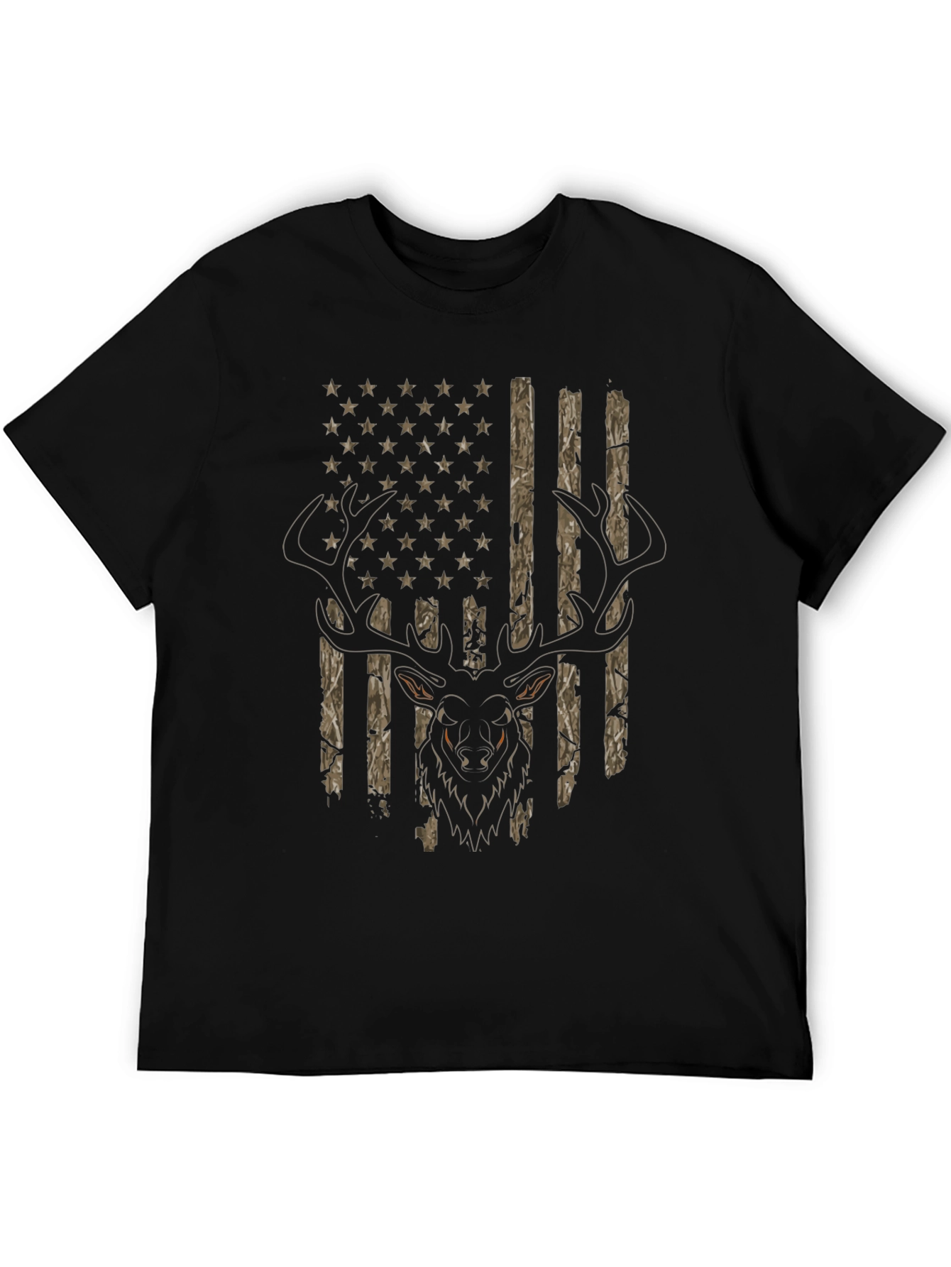 Black Deer Hunting USA Flag T-Shirt view 5