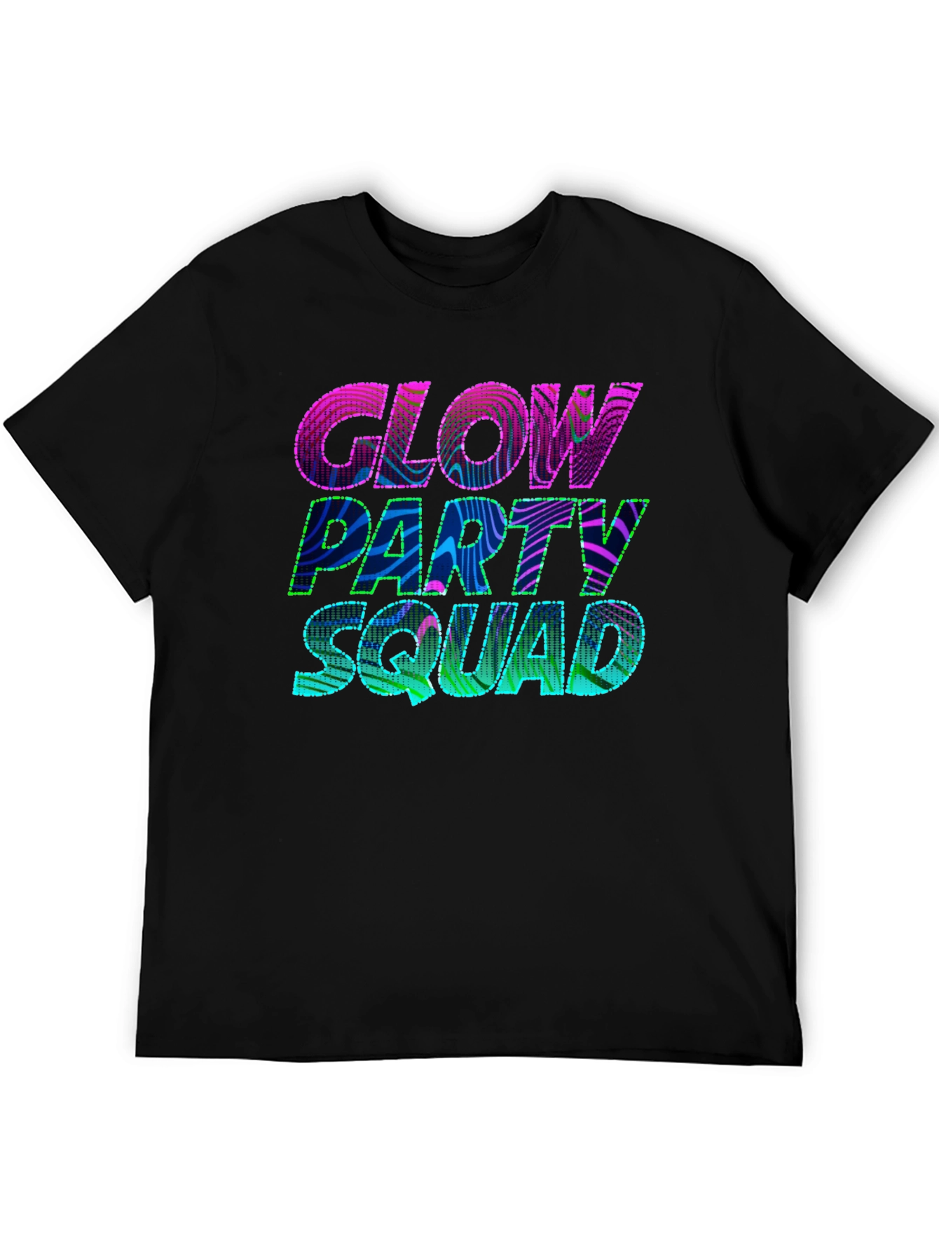 Black Glow Party Squad T-Shirt - Vibrant Neon Design view 5