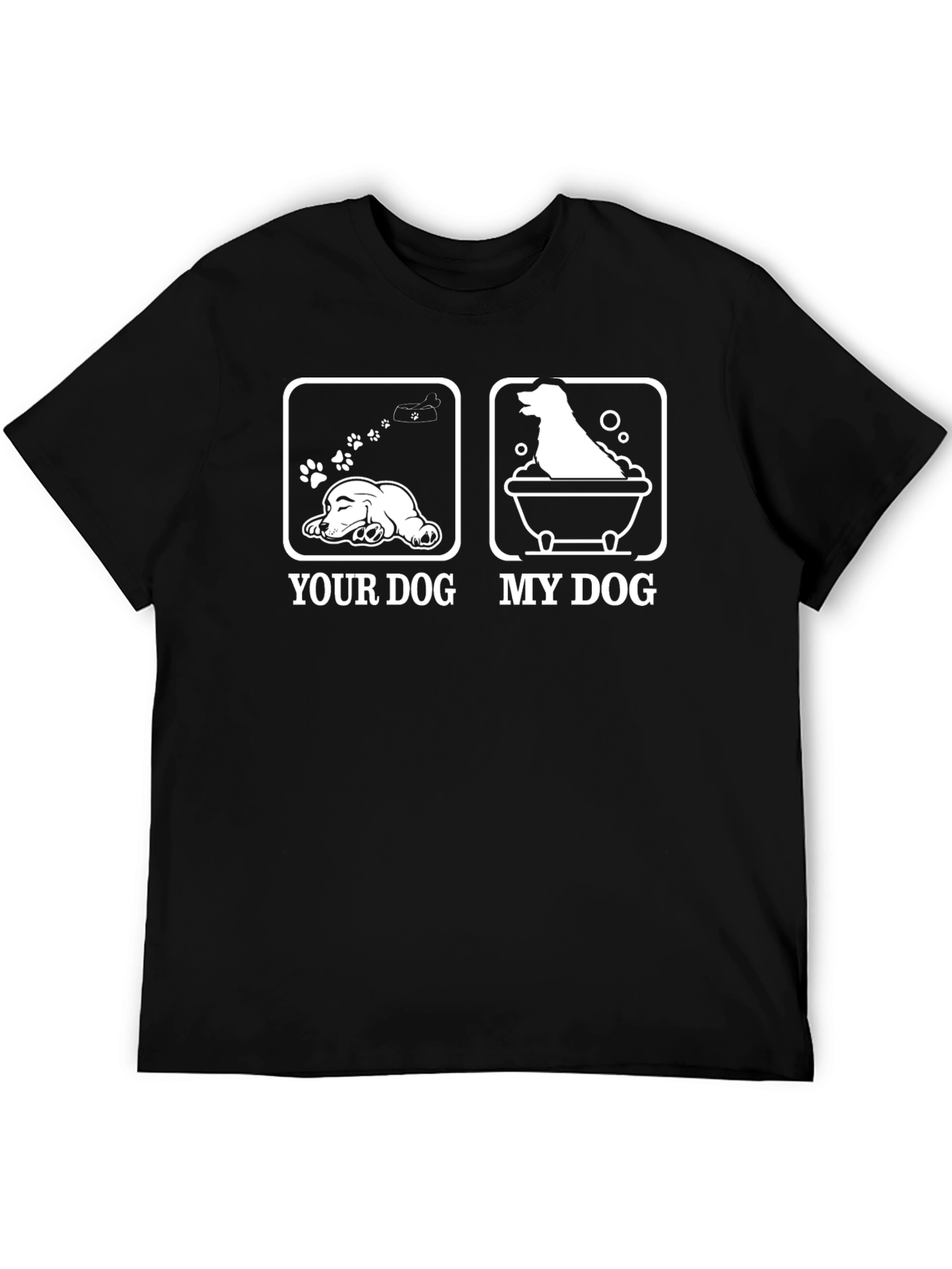 Black Funny Dog T-Shirt - 'Your Dog, My Dog' Design view 5