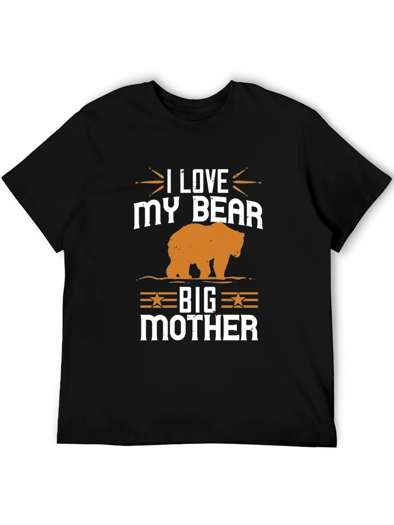 Black I Love My Bear Big Mother Black T-Shirt view 5