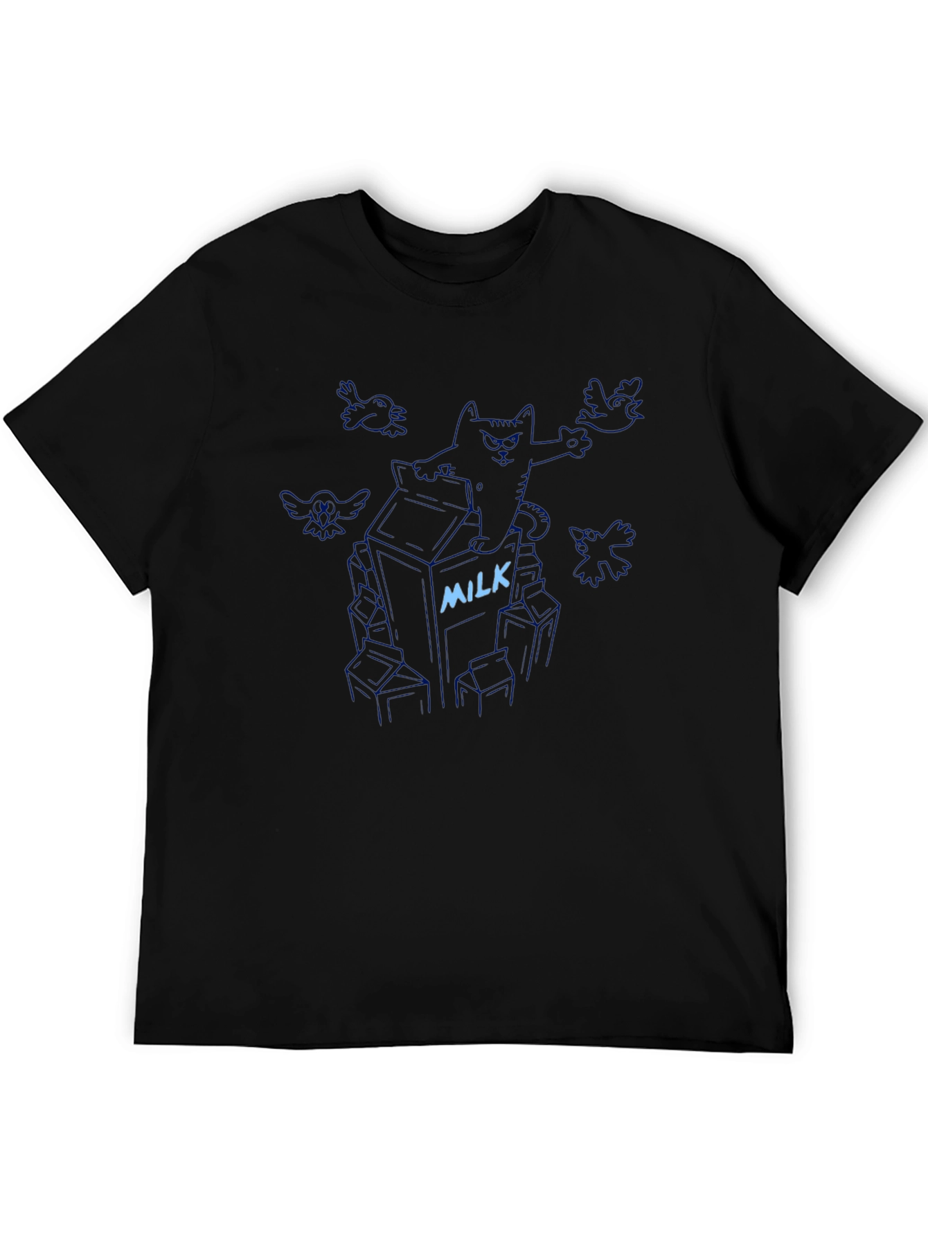 Black Milk Carton Cat T-Shirt - Funny Graphic Tee view 5