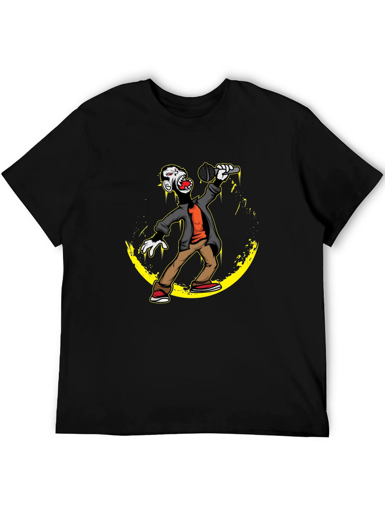 Black Zombie Rapper Black T-Shirt - Music Lover Tee view 5