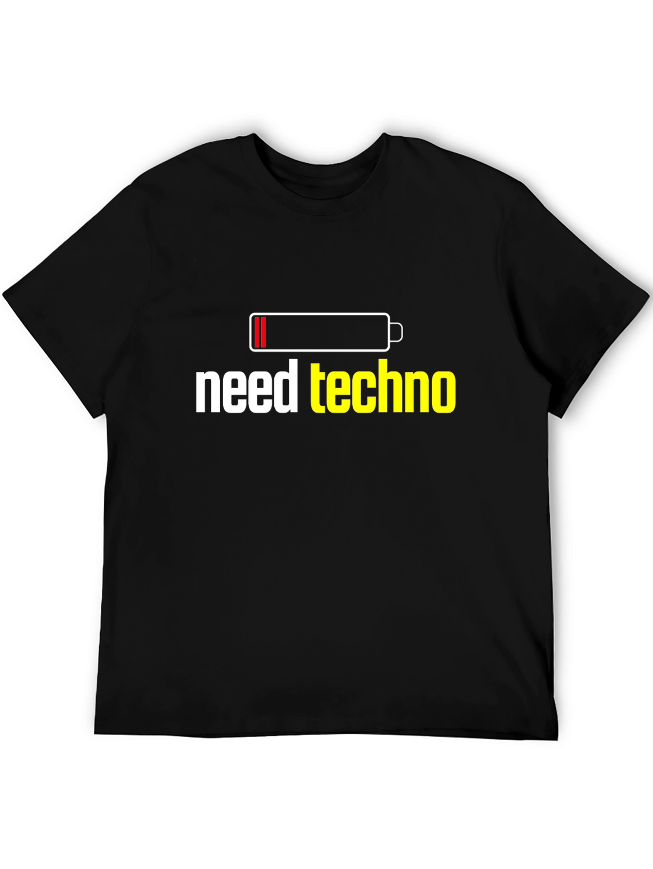 Black Need Techno T-Shirt - Low Battery EDM Rave view 5