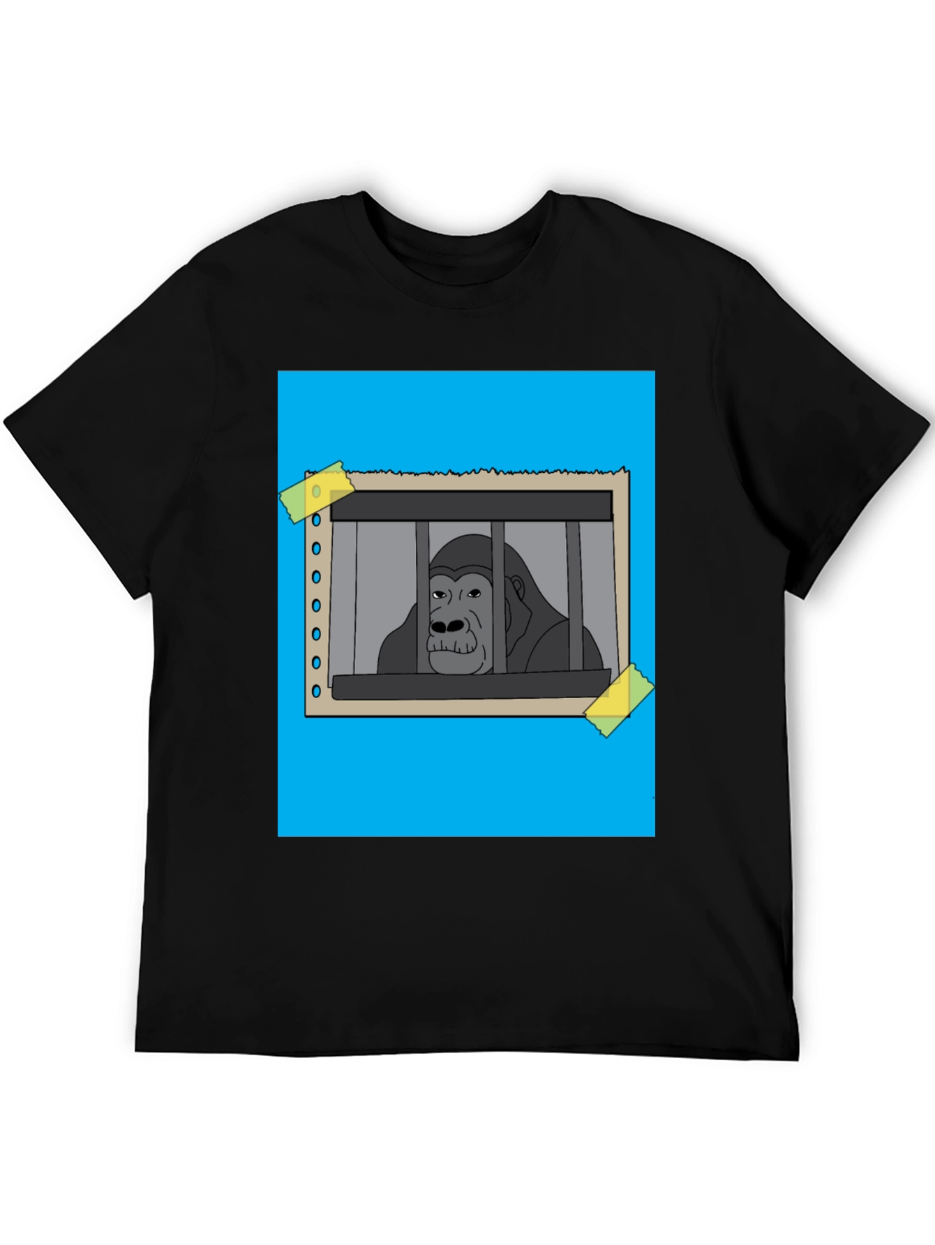 Black Gorilla Behind Bars Graphic T-Shirt view 5