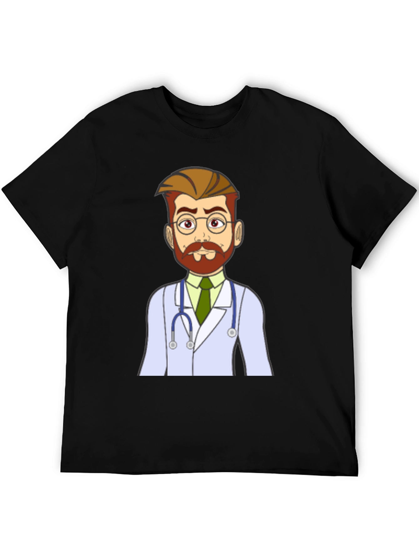 Black Cartoon Doctor Graphic T-Shirt - Medical Humor Tee view 5