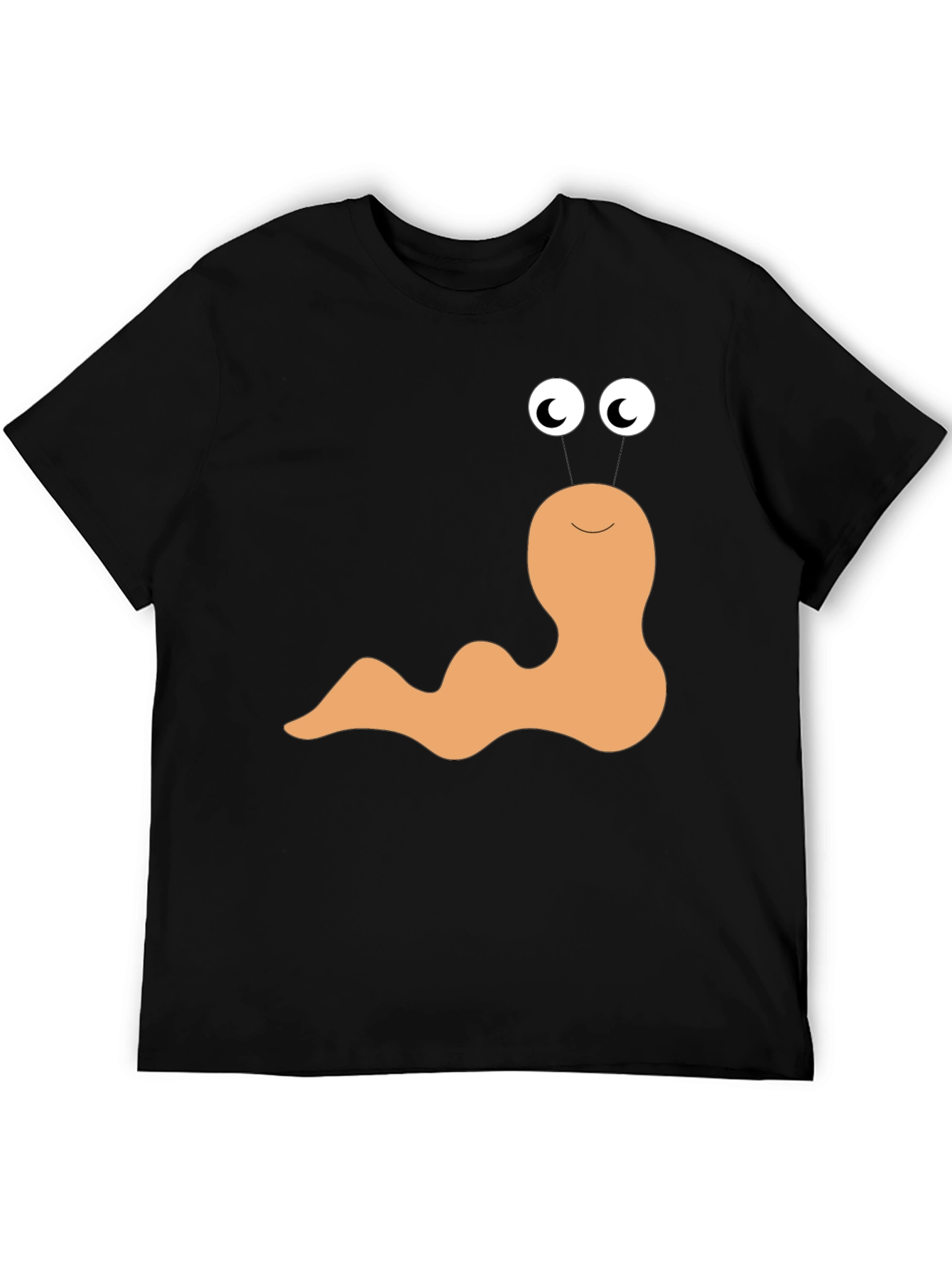 Black Funny Worm Graphic Tee - Black Cotton T-Shirt view 5