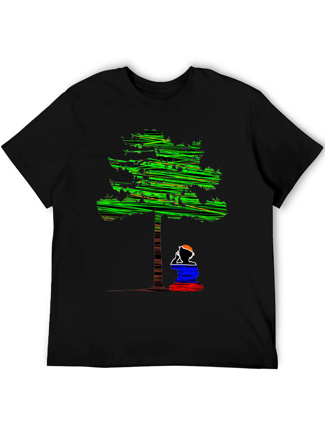 Black Abstract Tree Graphic Tee - Relaxed Fit Black T-Shirt view 5