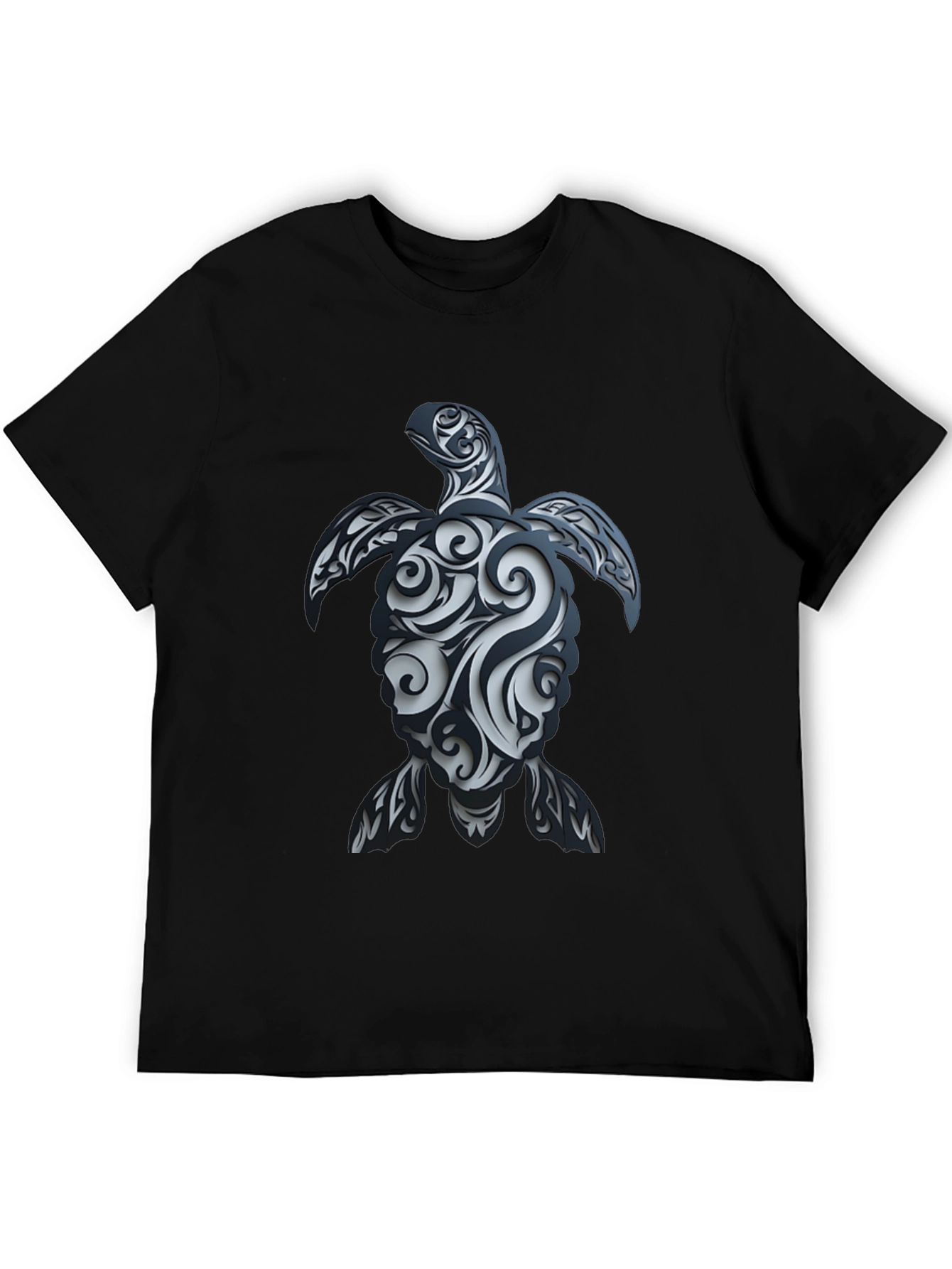 Black Tribal Turtle Graphic T-Shirt - Black view 5