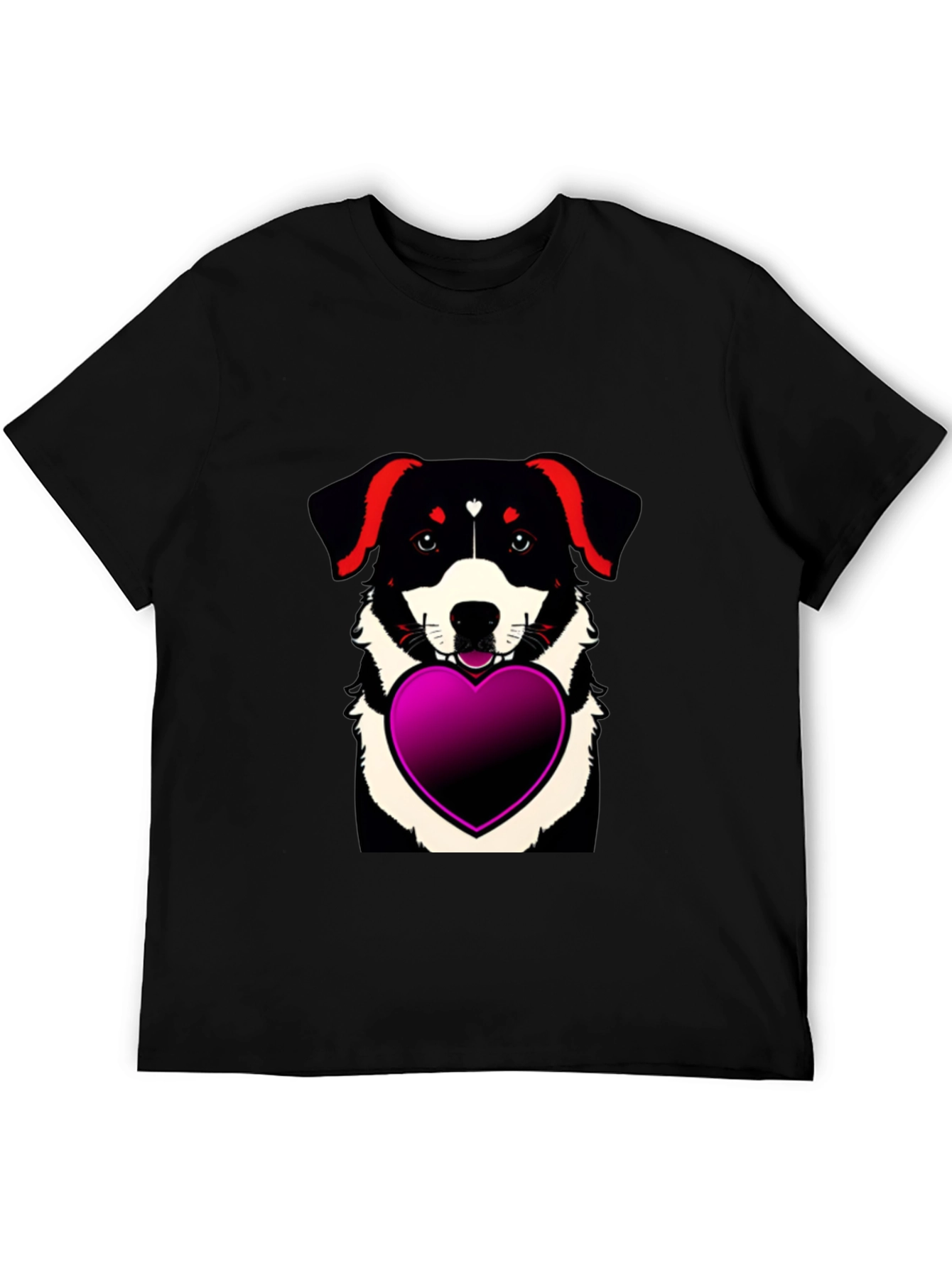 Black Dog with Heart T-Shirt - Men's Black Tee view 5