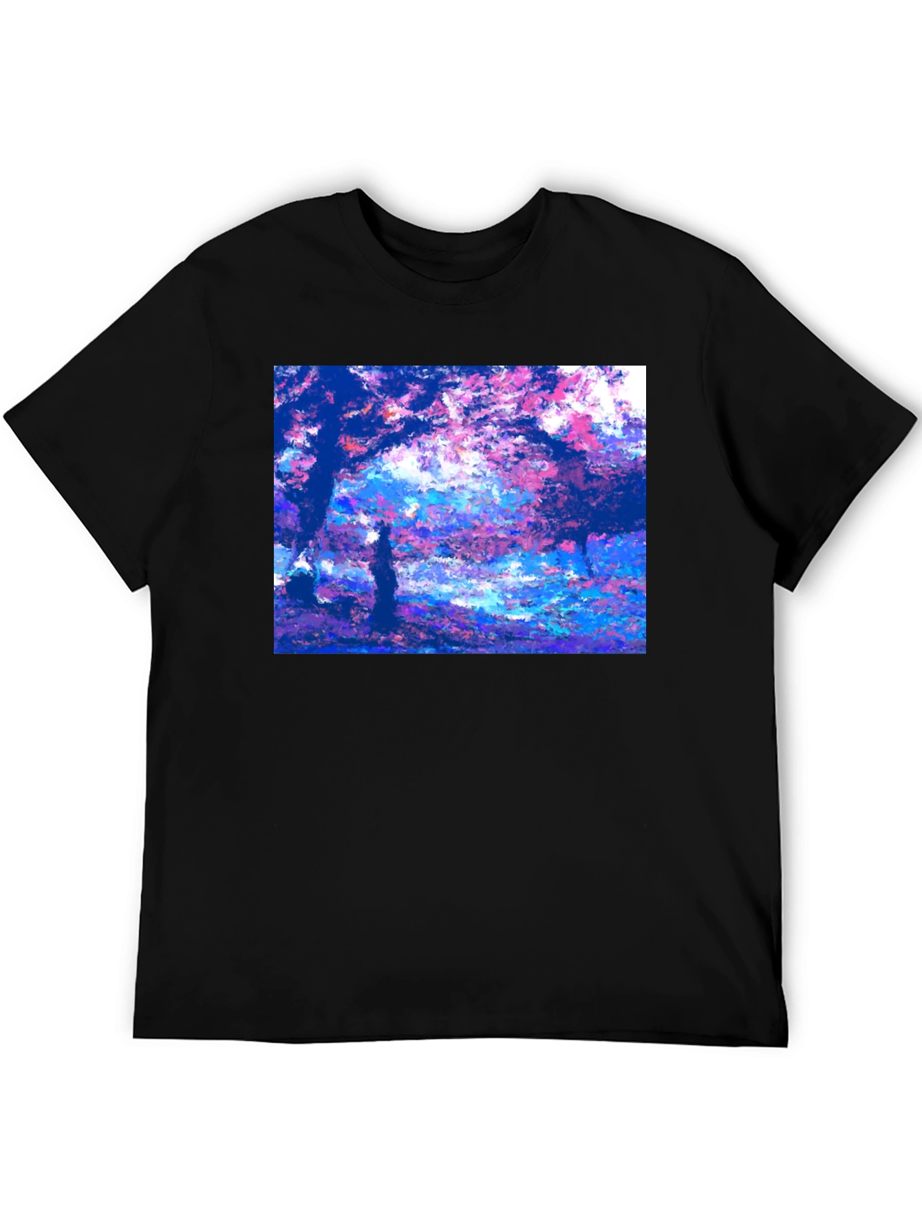 Black Impressionist Trees Black T-Shirt view 5