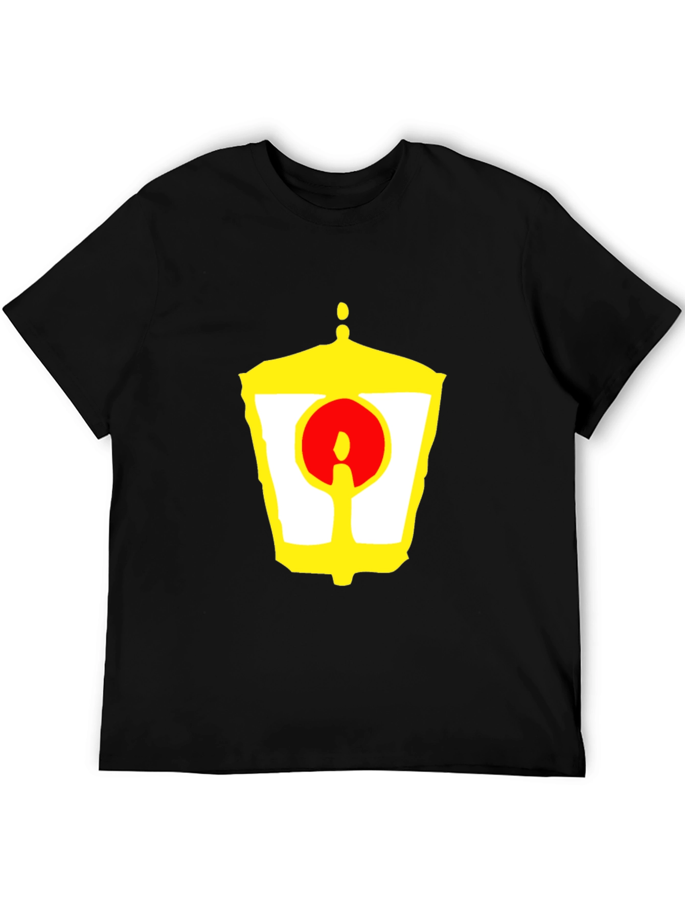 Black Unique Graphic Tee - Yellow Lantern and Red Circle Design view 5
