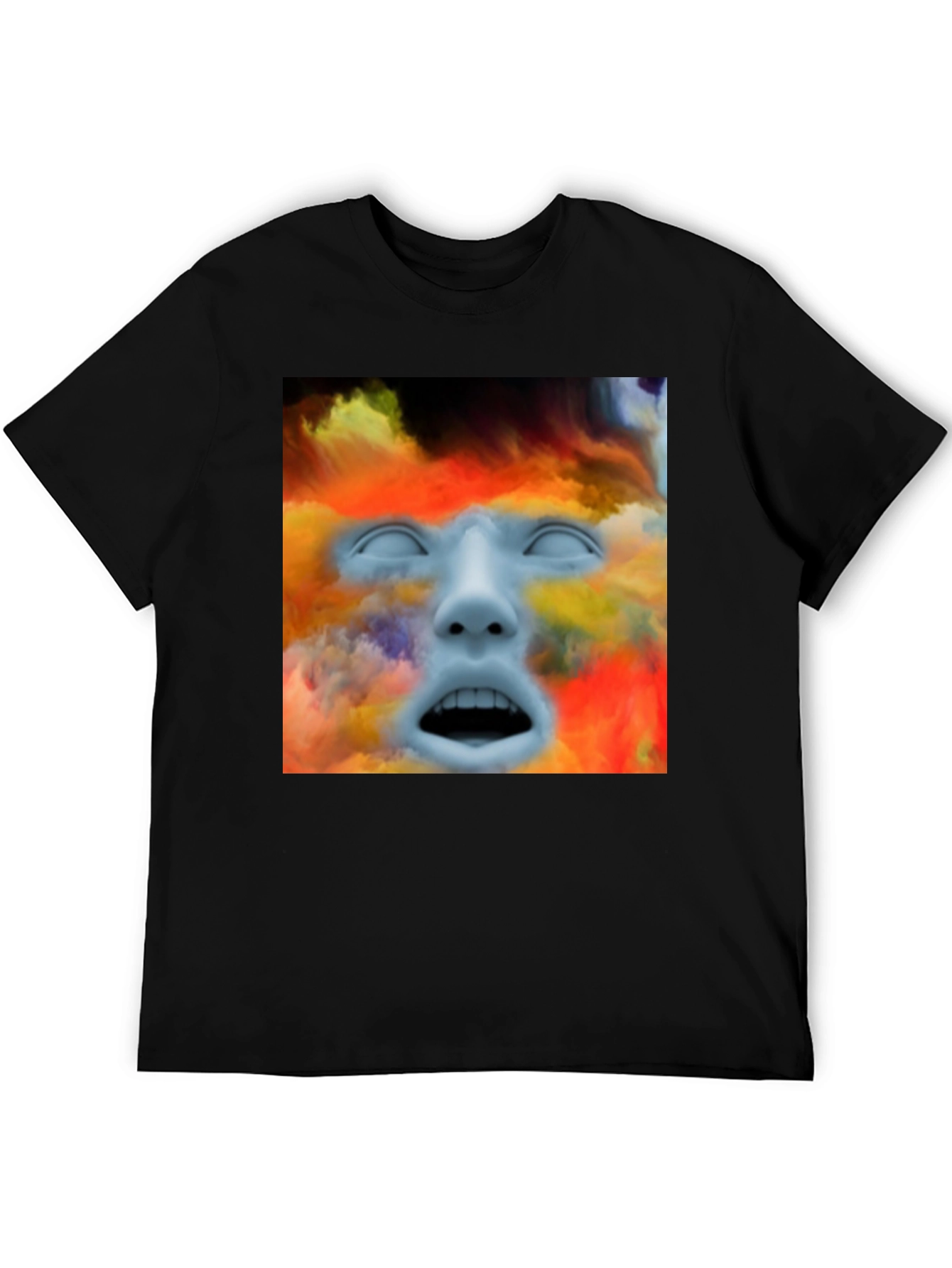 Black Surreal Face Graphic T-Shirt - Artistic Expression view 5